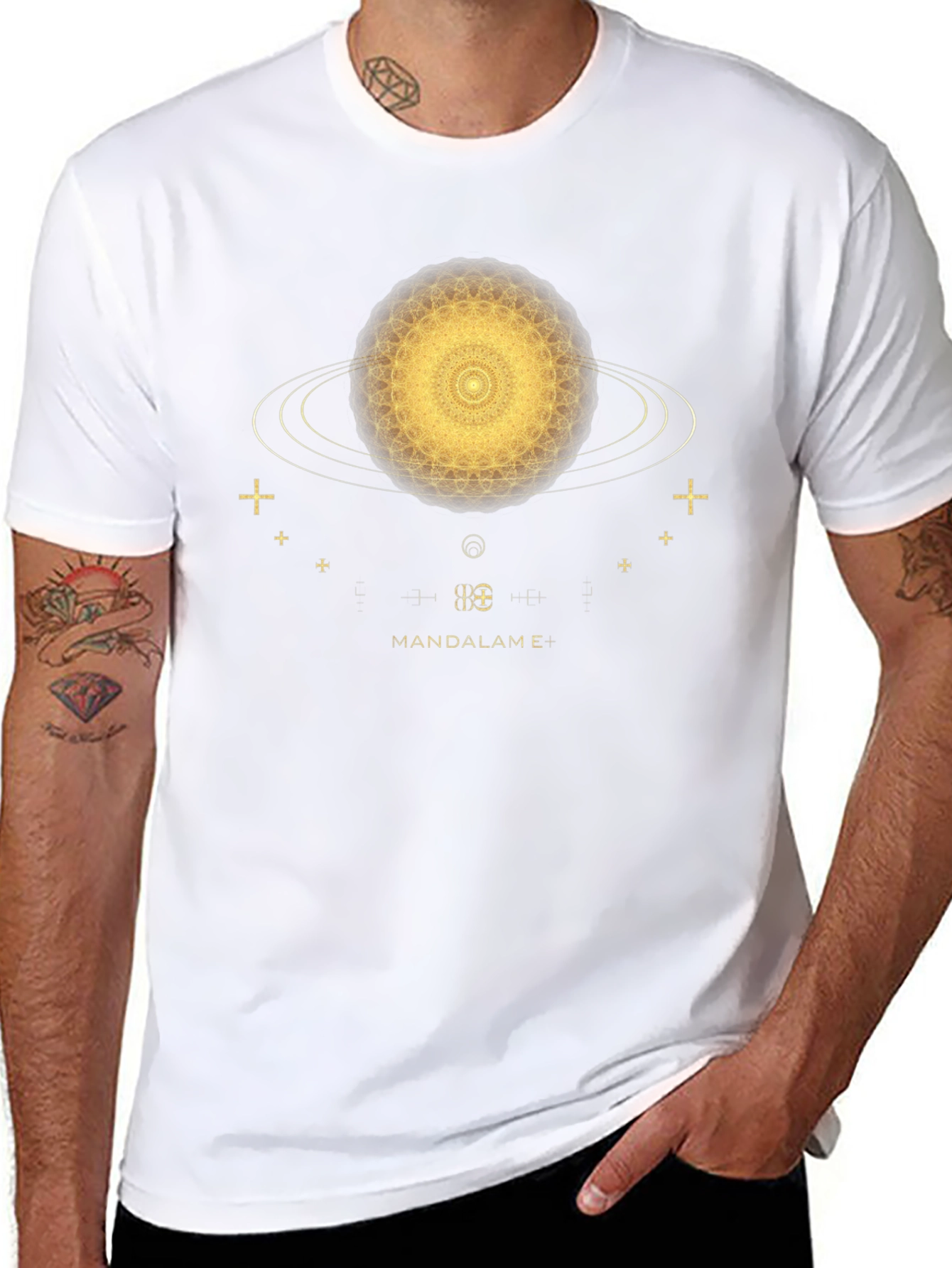 Cosmic Mandala T-Shirt - Black Unique Design