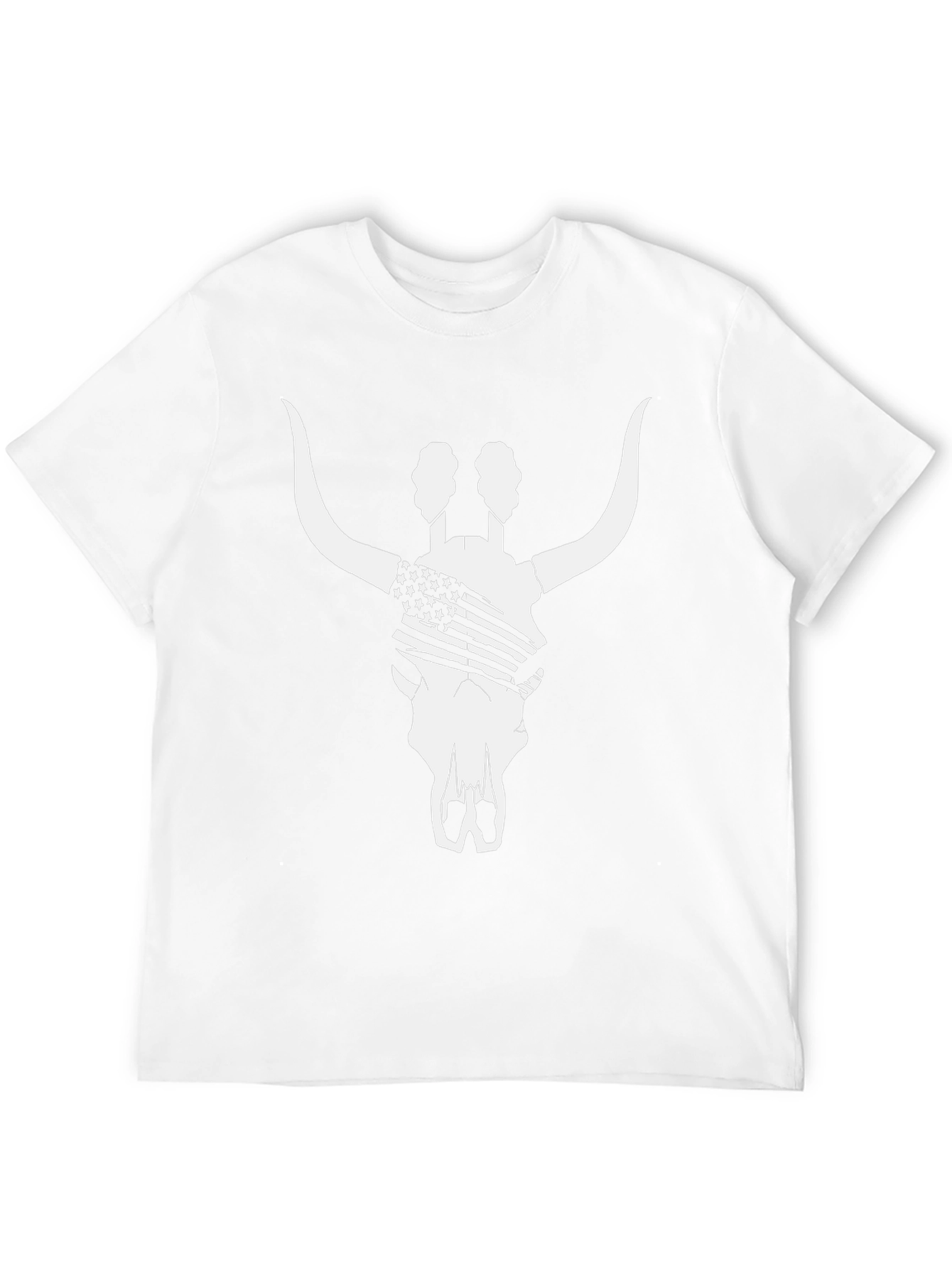 American Flag Bull Skull T-Shirt - Black