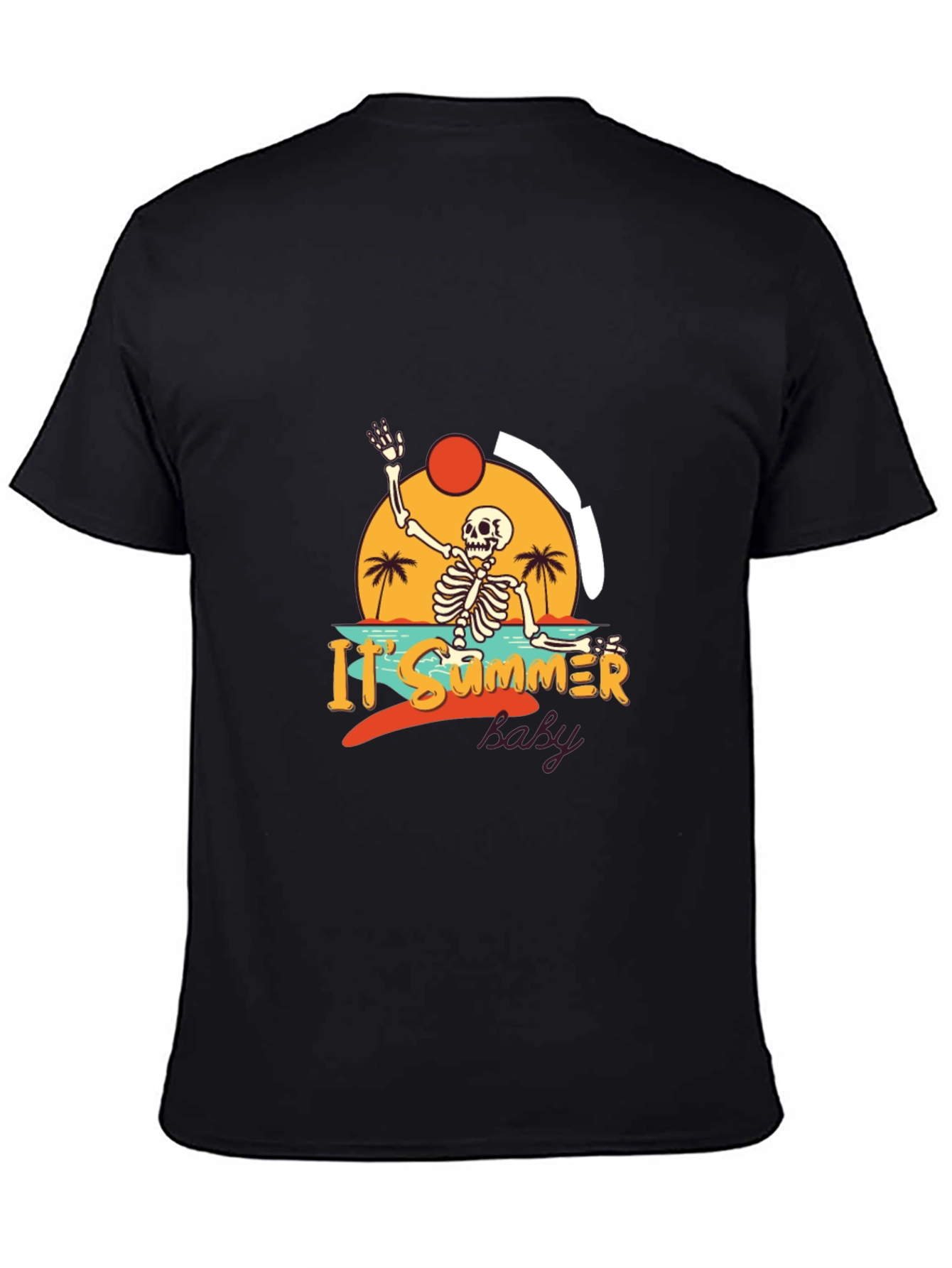 Summer Skeleton Graphic Black T-Shirt