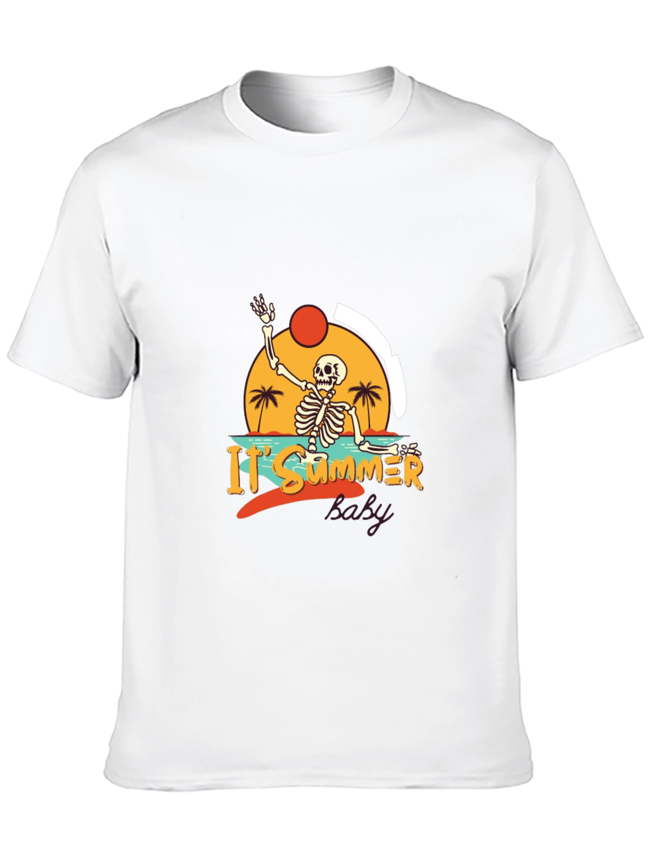 Summer Skeleton Graphic Black T-Shirt