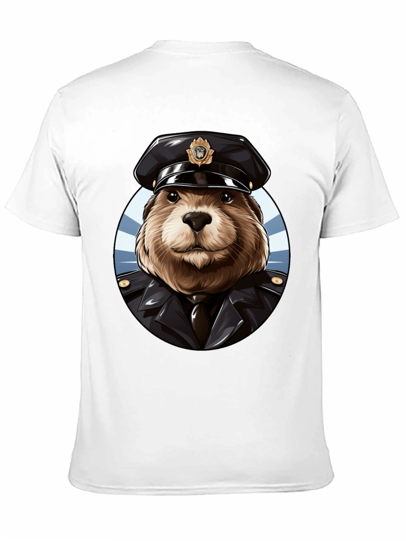 Beaver Cop Graphic Tee - Black Cotton T-Shirt