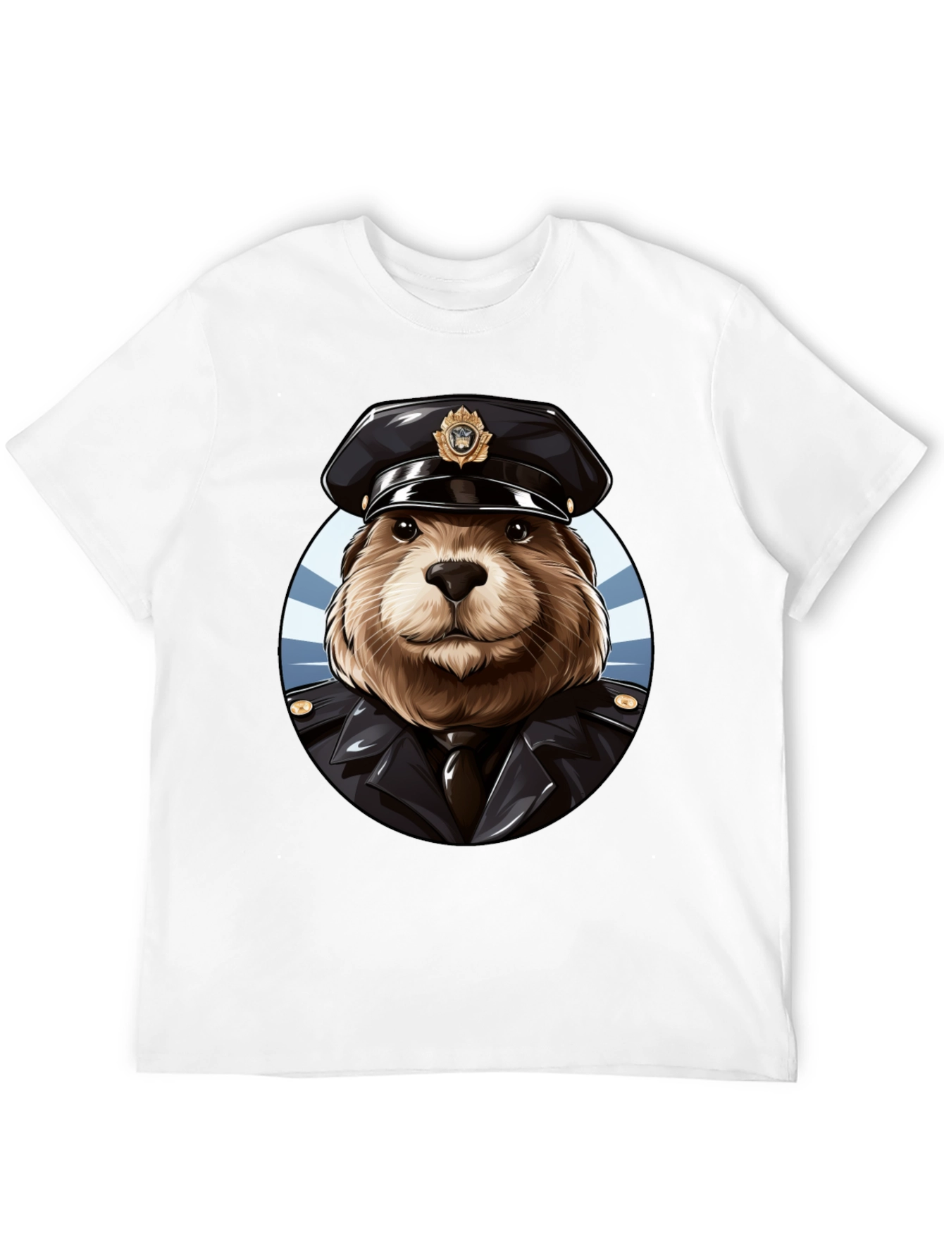 Beaver Cop Graphic Tee - Black Cotton T-Shirt