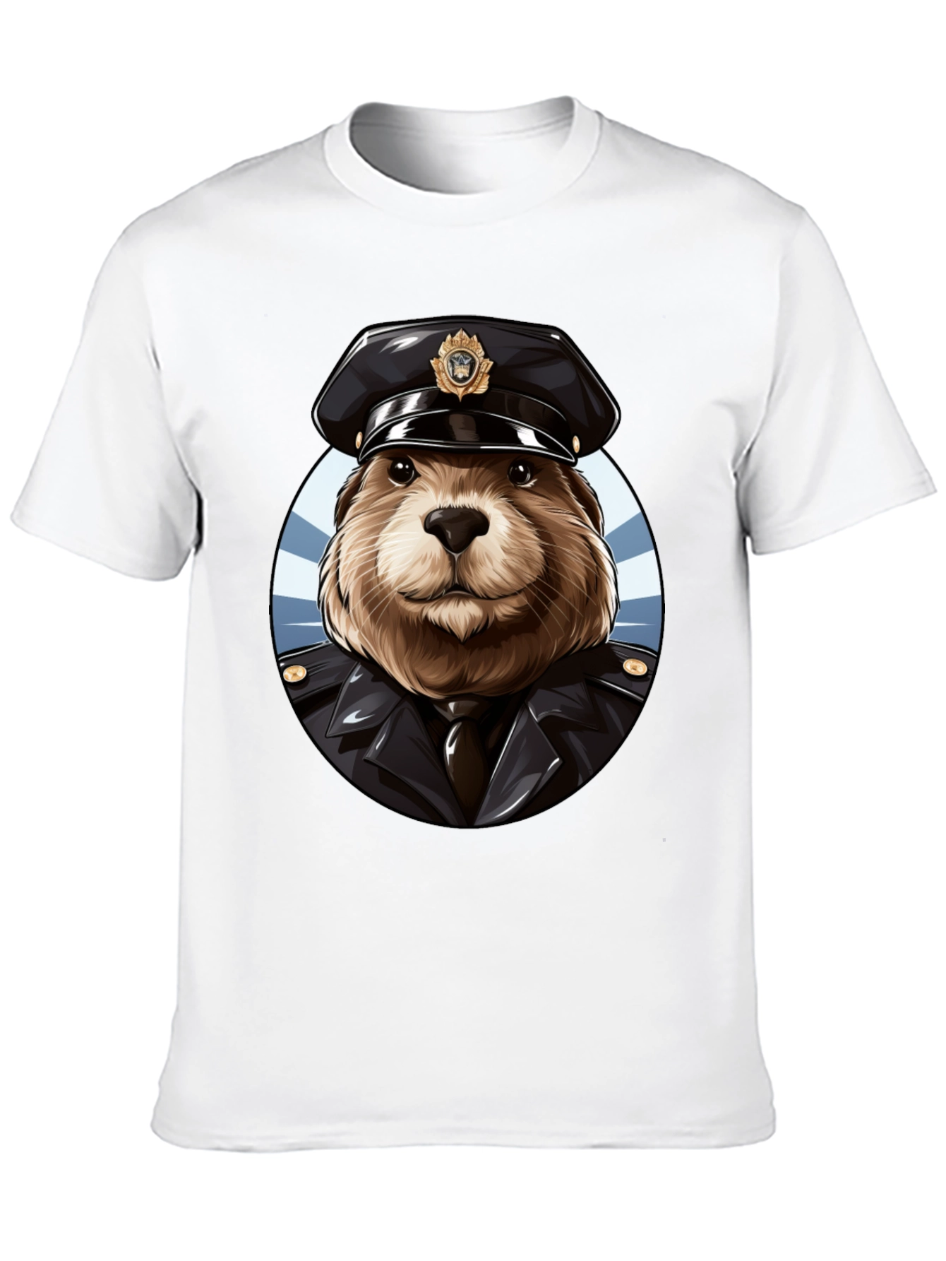Beaver Cop Graphic Tee - Black Cotton T-Shirt