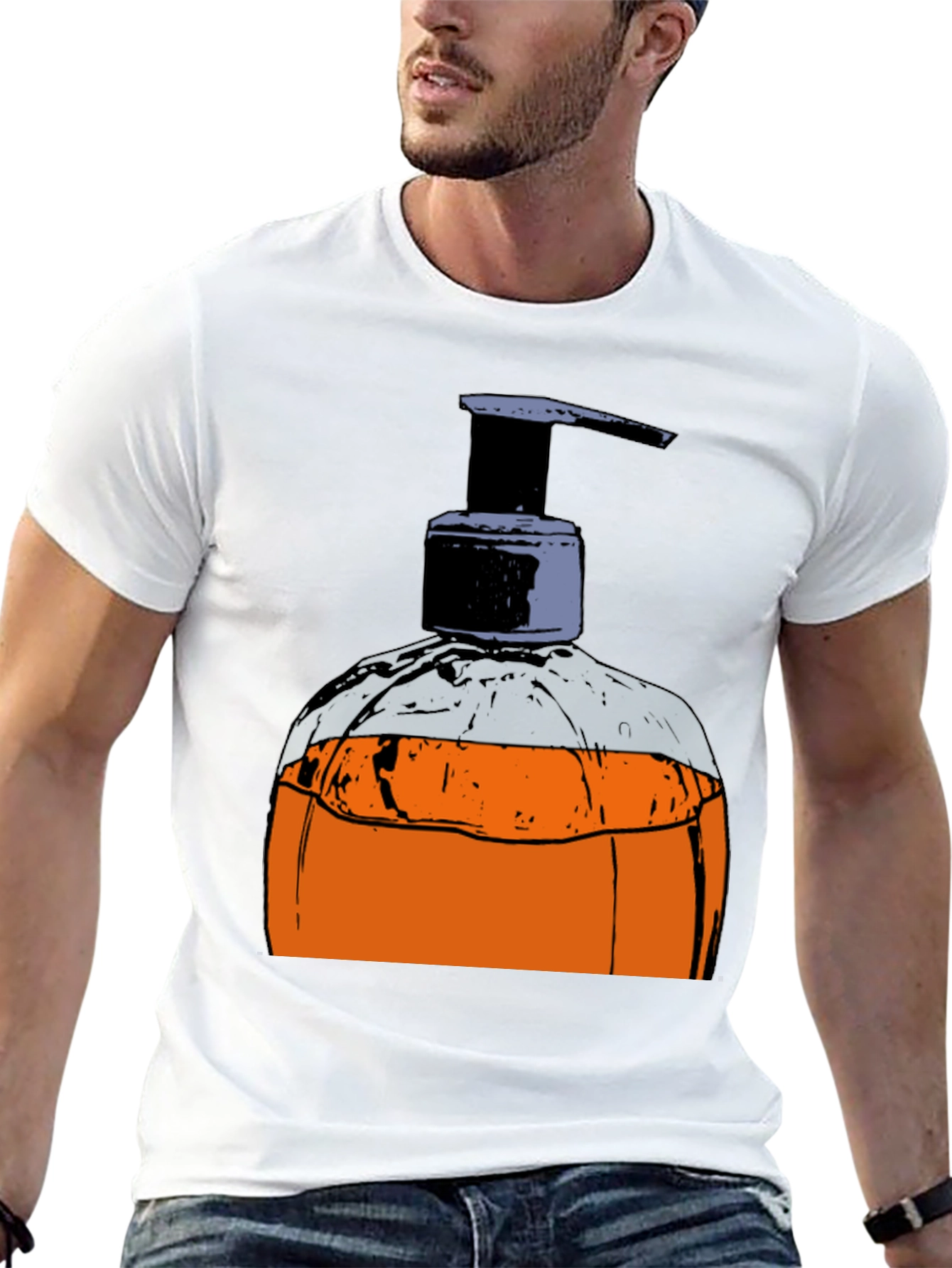 Hand Soap Dispenser Graphic T-Shirt - Novelty Design