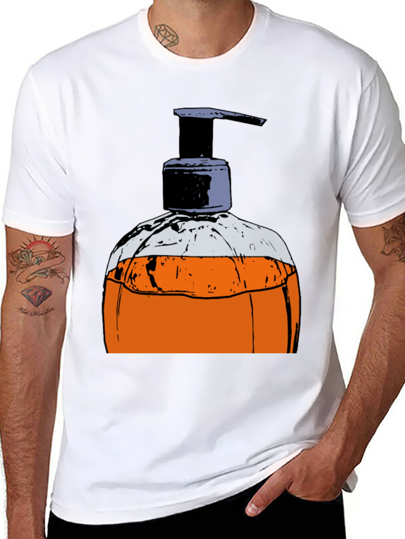 Hand Soap Dispenser Graphic T-Shirt - Novelty Design
