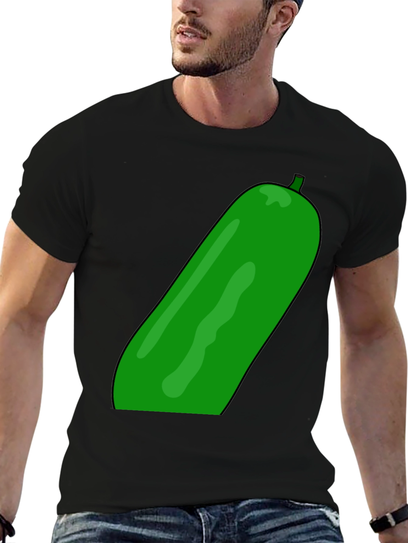 Cucumber Graphic Print Black T-Shirt