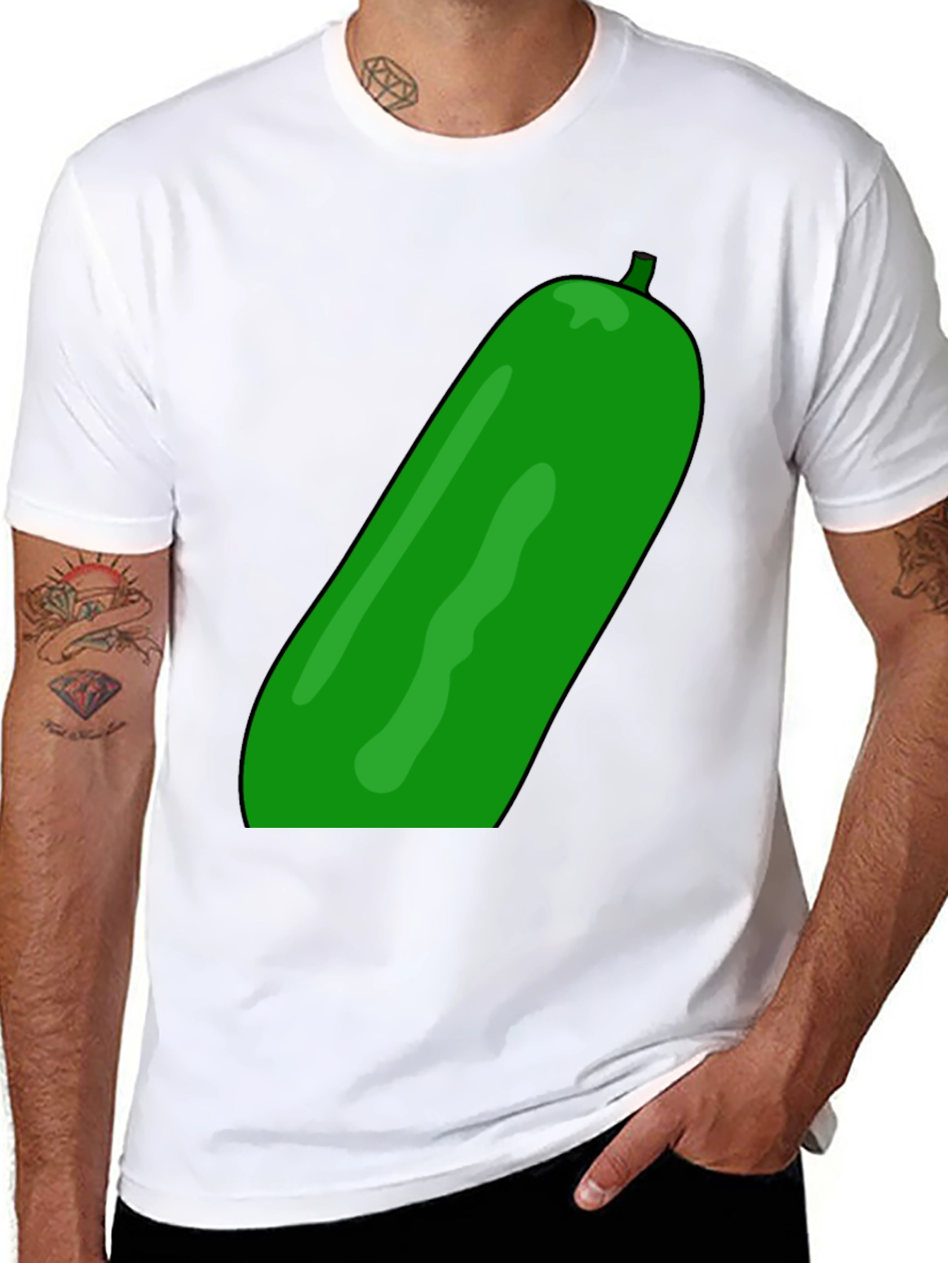 Cucumber Graphic Print Black T-Shirt