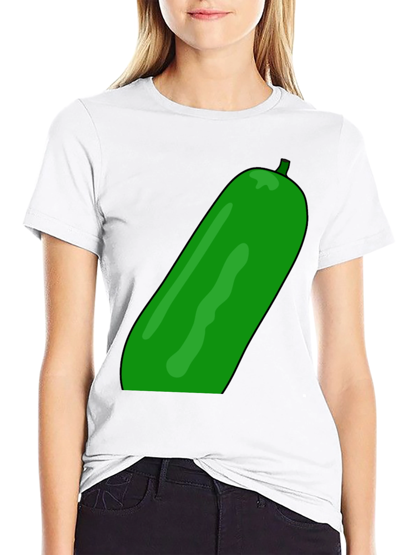 Cucumber Graphic Print Black T-Shirt
