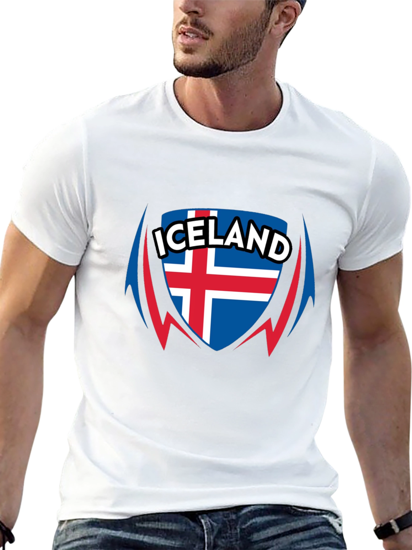 Iceland Flag Shield Black T-Shirt