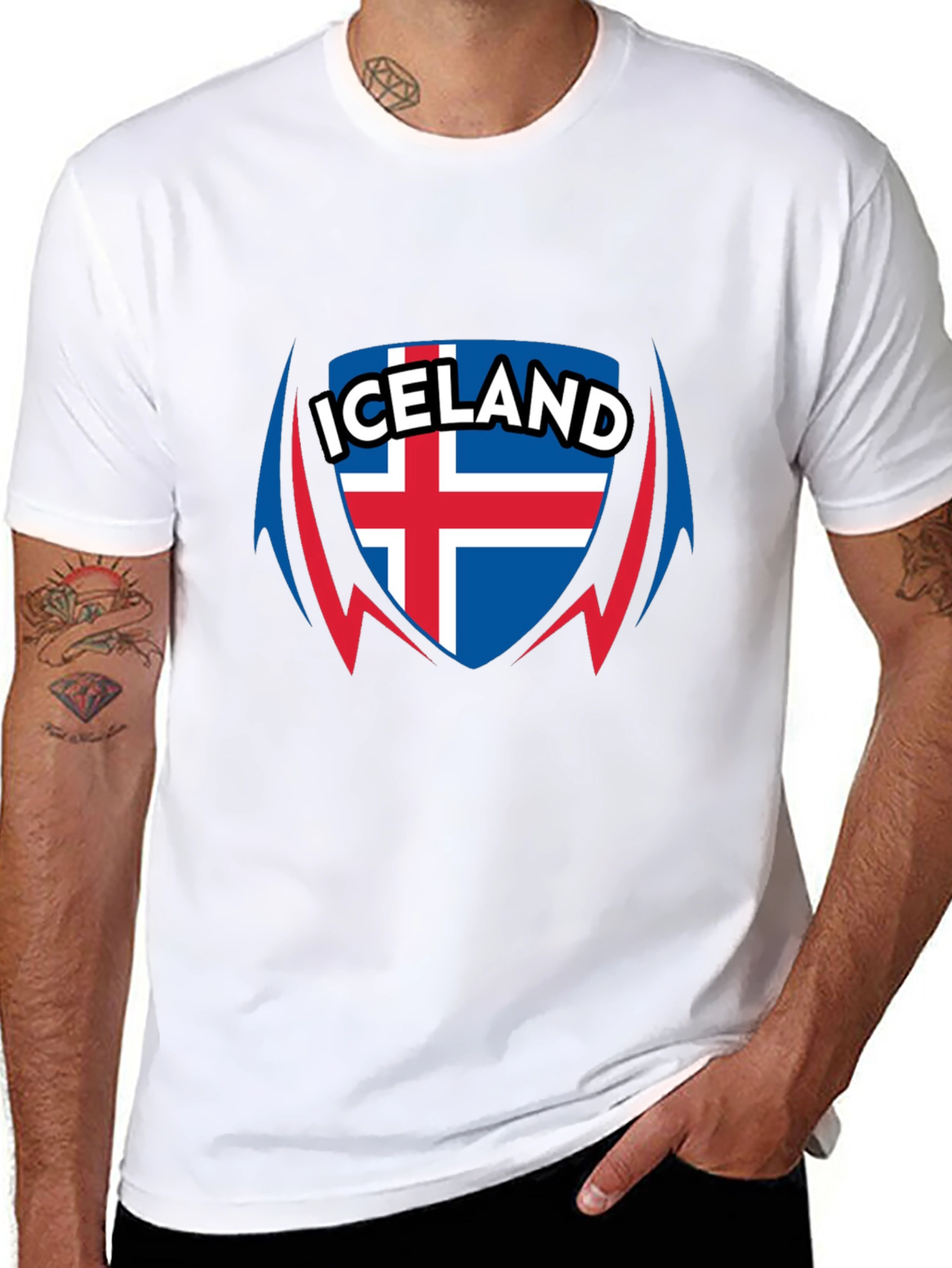 Iceland Flag Shield Black T-Shirt