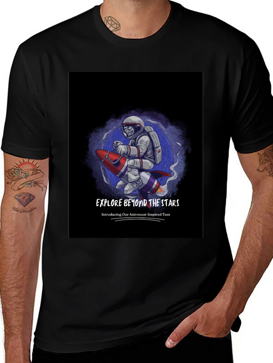 Astronaut Rocket Graphic Tee - Explore Beyond the Stars!