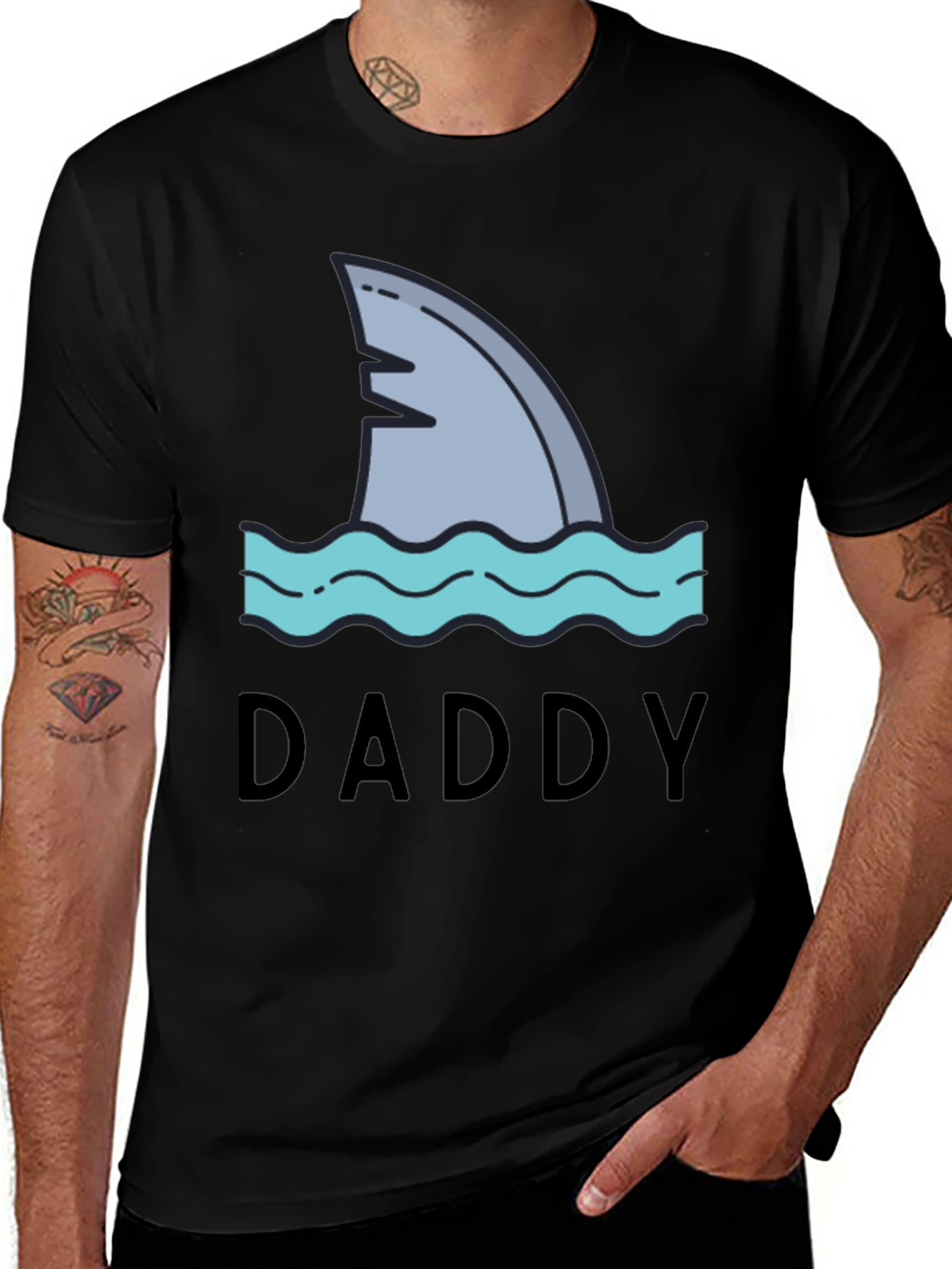 Daddy Shark T-Shirt - Black Novelty Tee