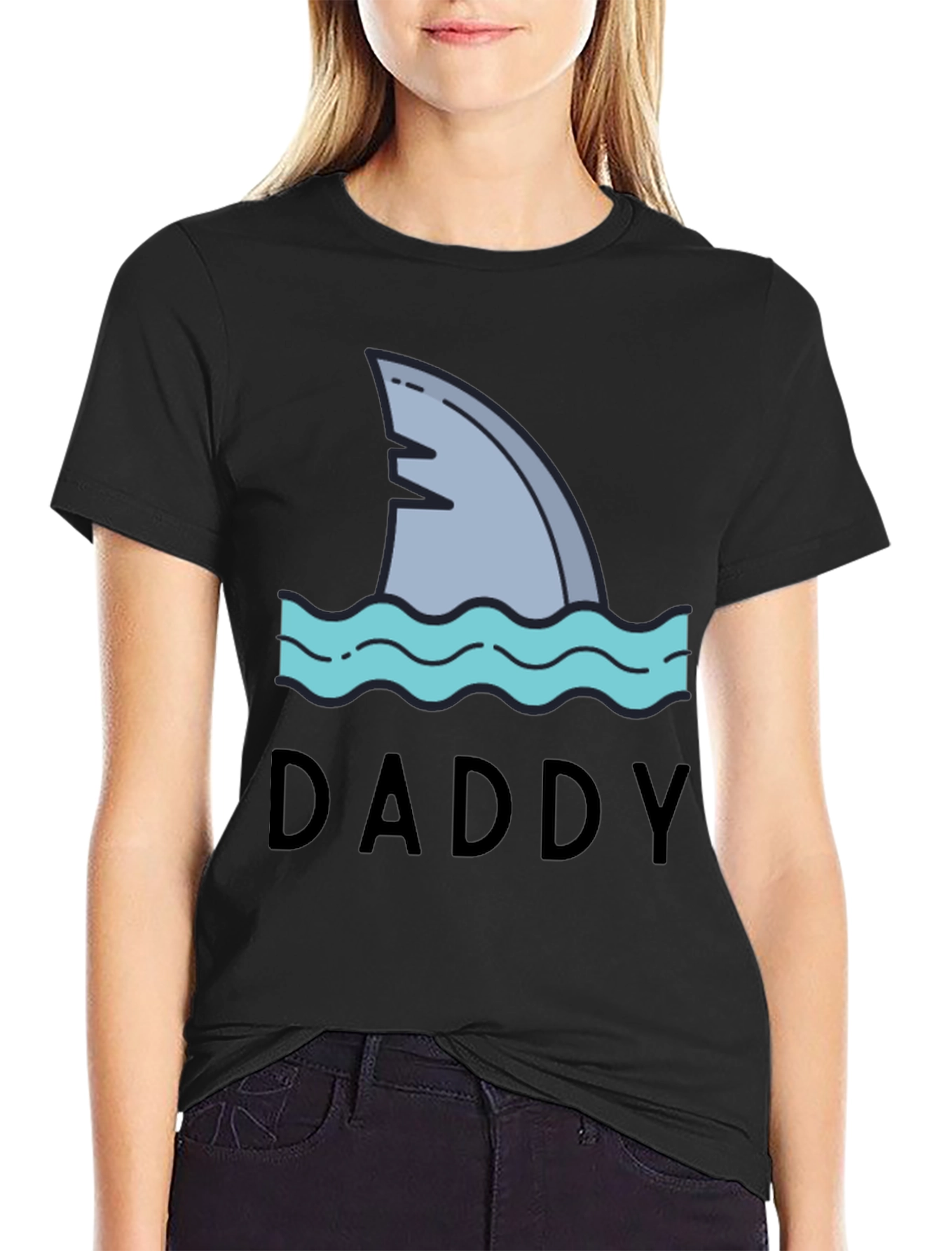 Daddy Shark T-Shirt - Black Novelty Tee