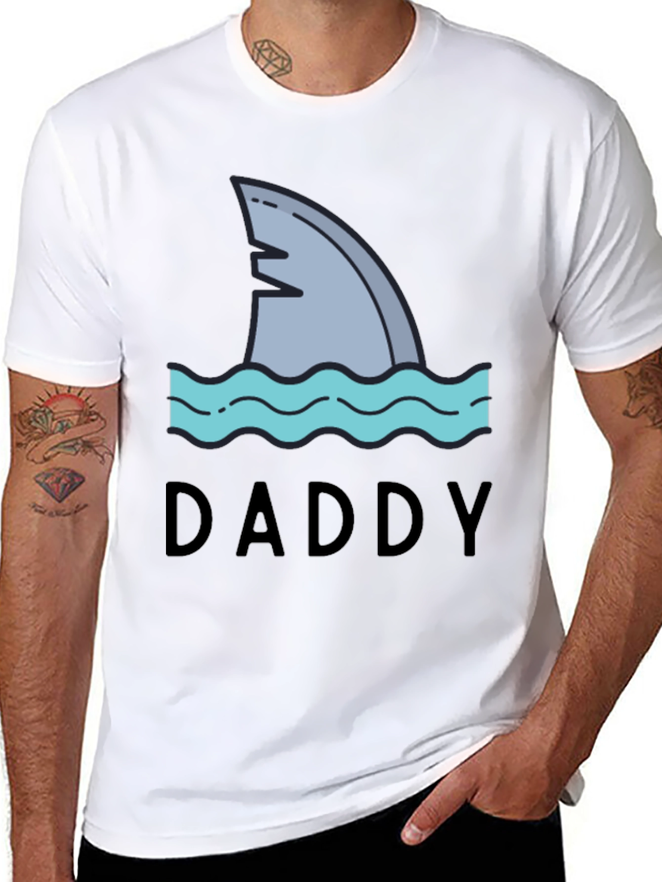 Daddy Shark T-Shirt - Black Novelty Tee