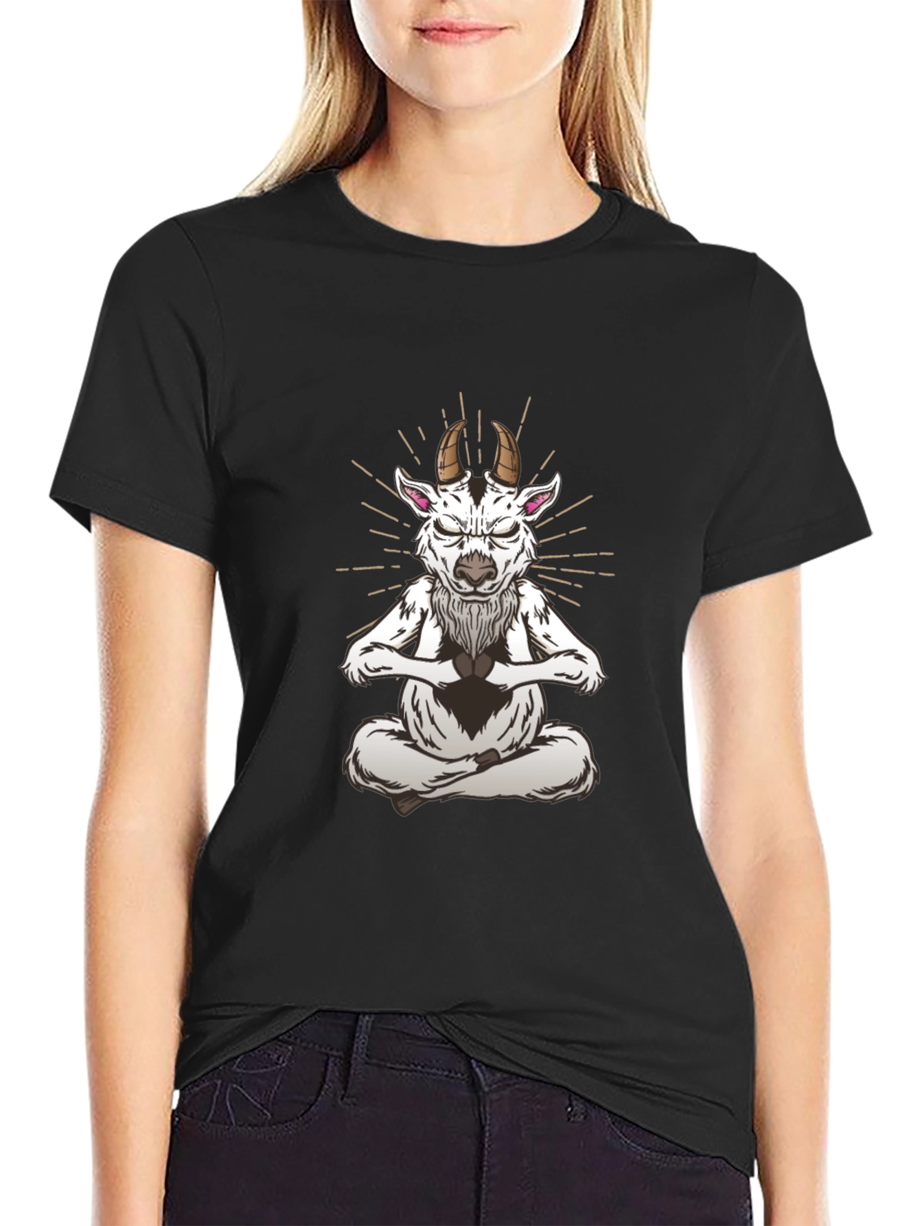 Zen Goat T-Shirt - Meditating Animal Design