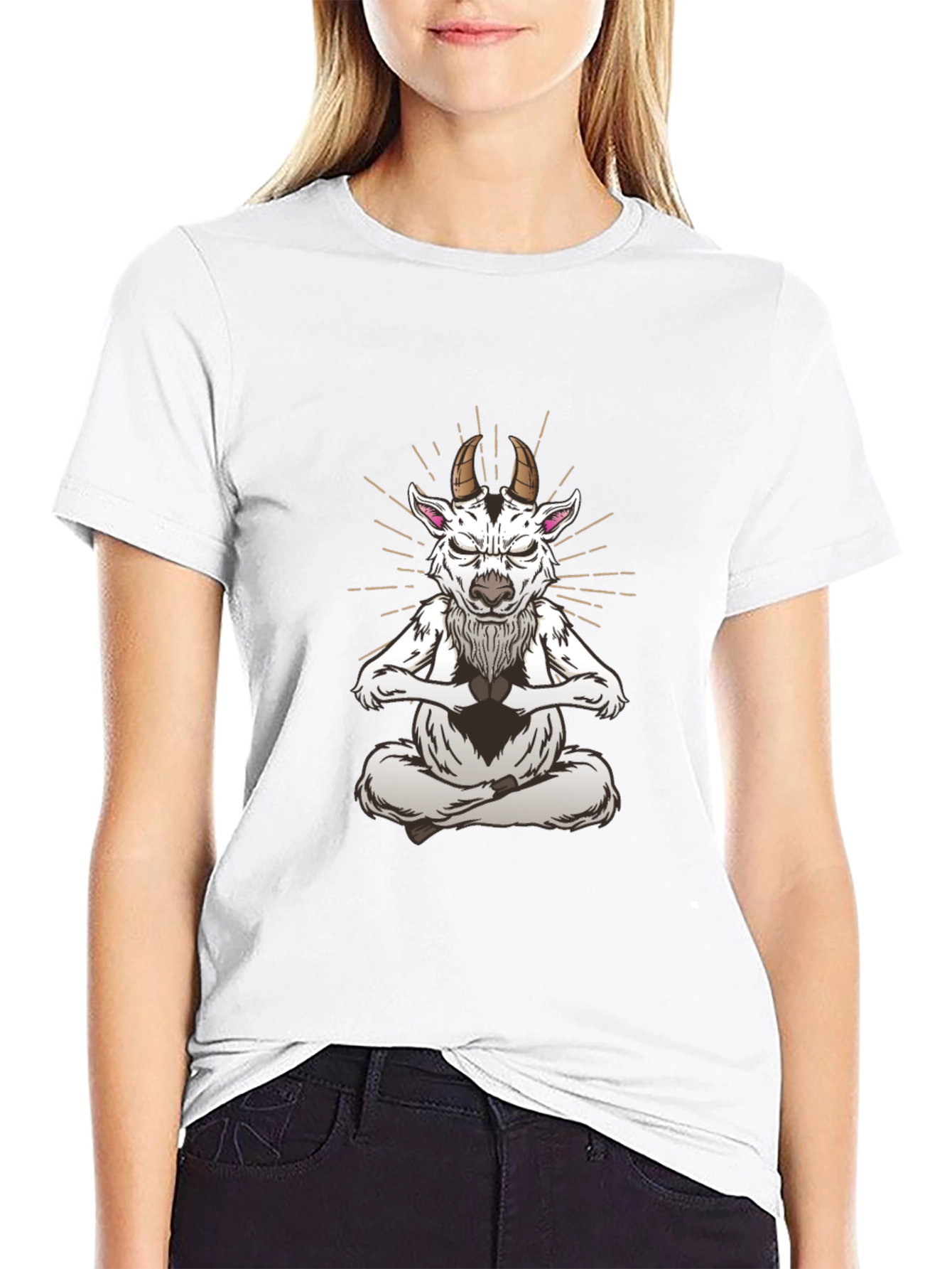 Zen Goat T-Shirt - Meditating Animal Design