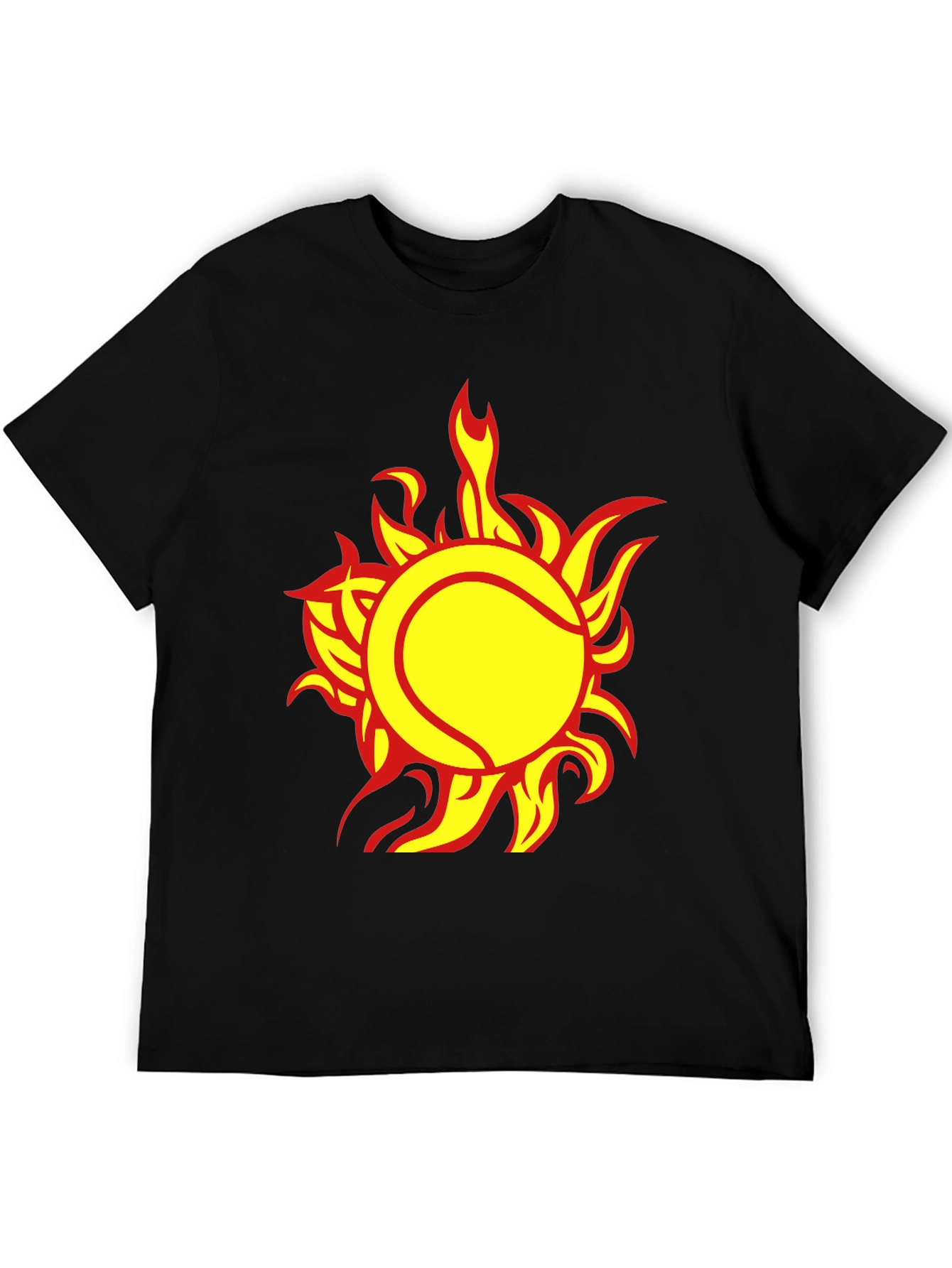 Fiery Tennis Ball Graphic Tee - Cool Sportswear
