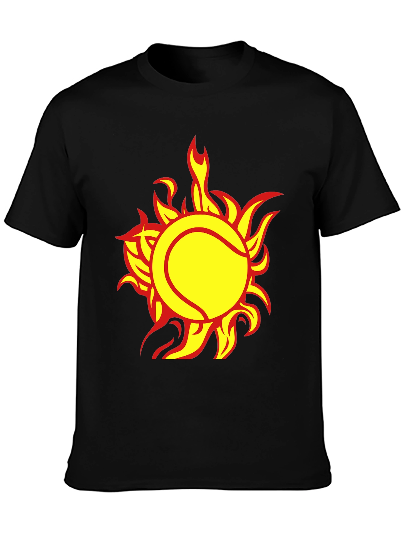 Fiery Tennis Ball Graphic Tee - Cool Sportswear
