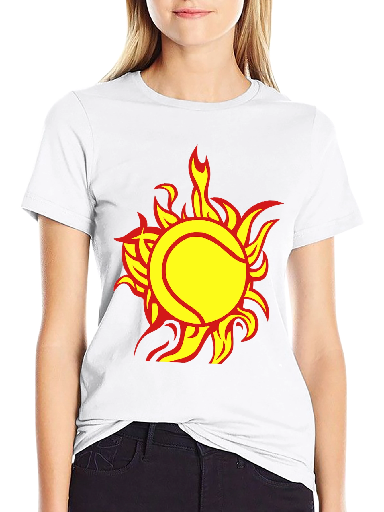 Fiery Tennis Ball Graphic Tee - Cool Sportswear