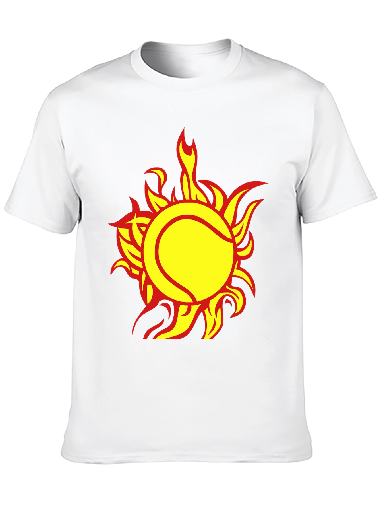 Fiery Tennis Ball Graphic Tee - Cool Sportswear