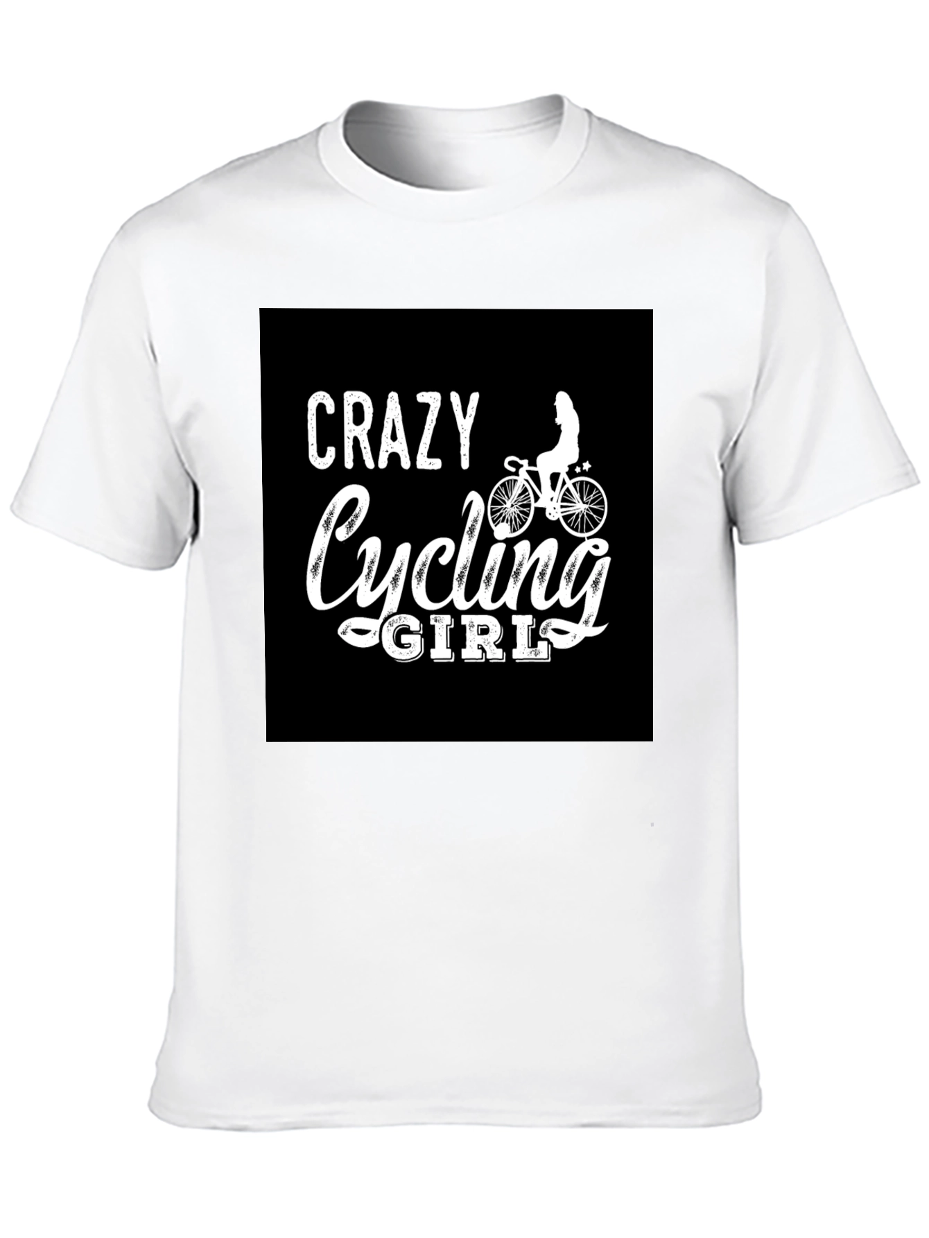 Crazy Cycling Girl Black T-Shirt