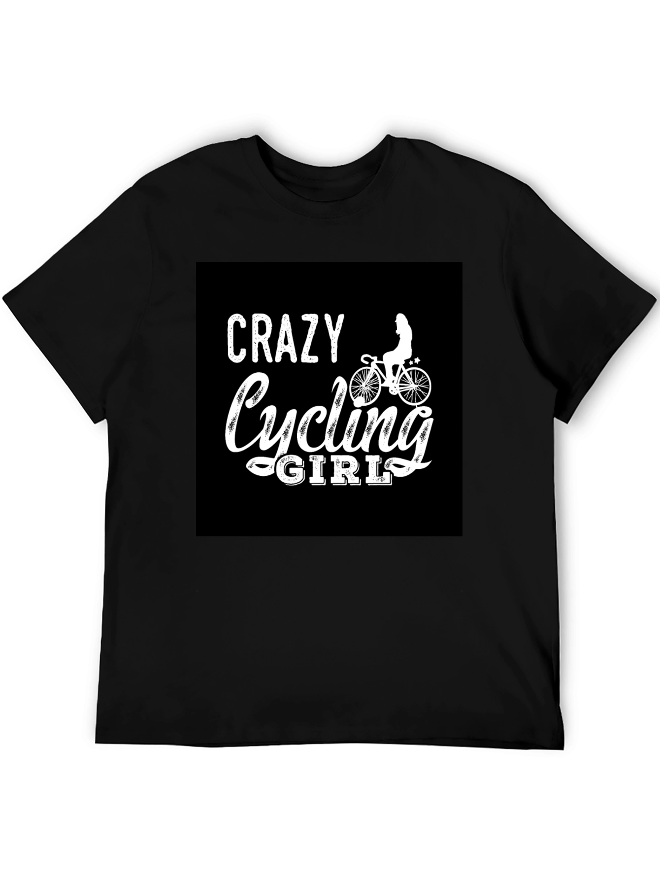 Crazy Cycling Girl Black T-Shirt