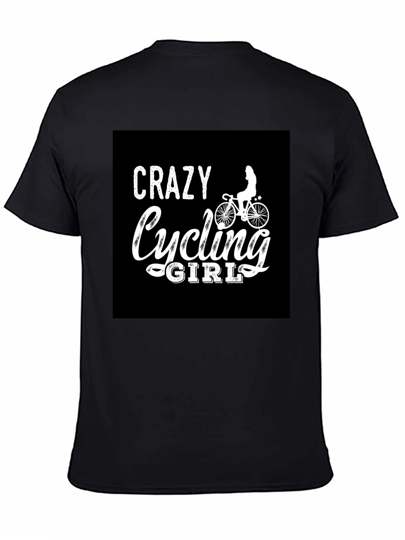 Crazy Cycling Girl Black T-Shirt