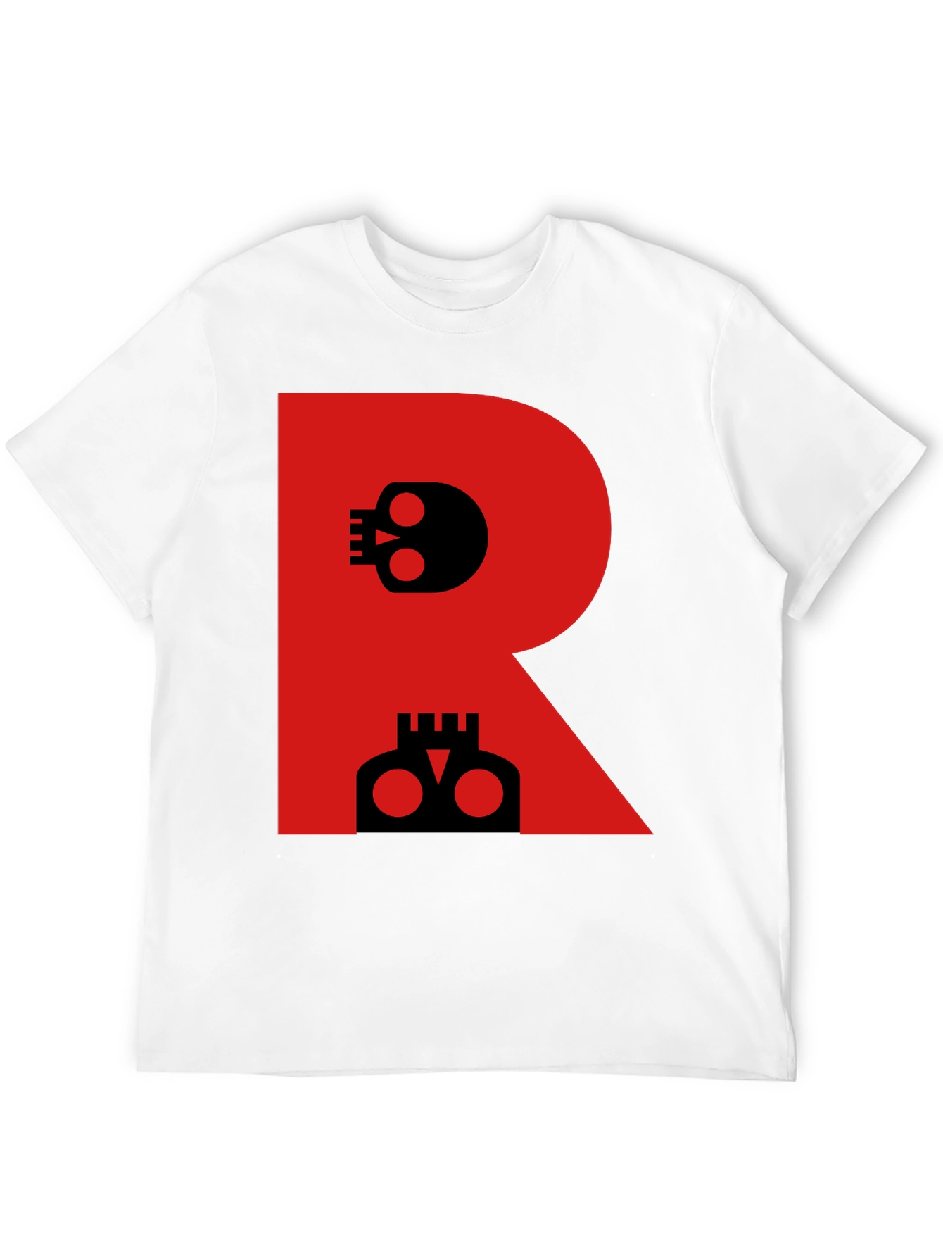Skull Letter R Graphic Black T-Shirt