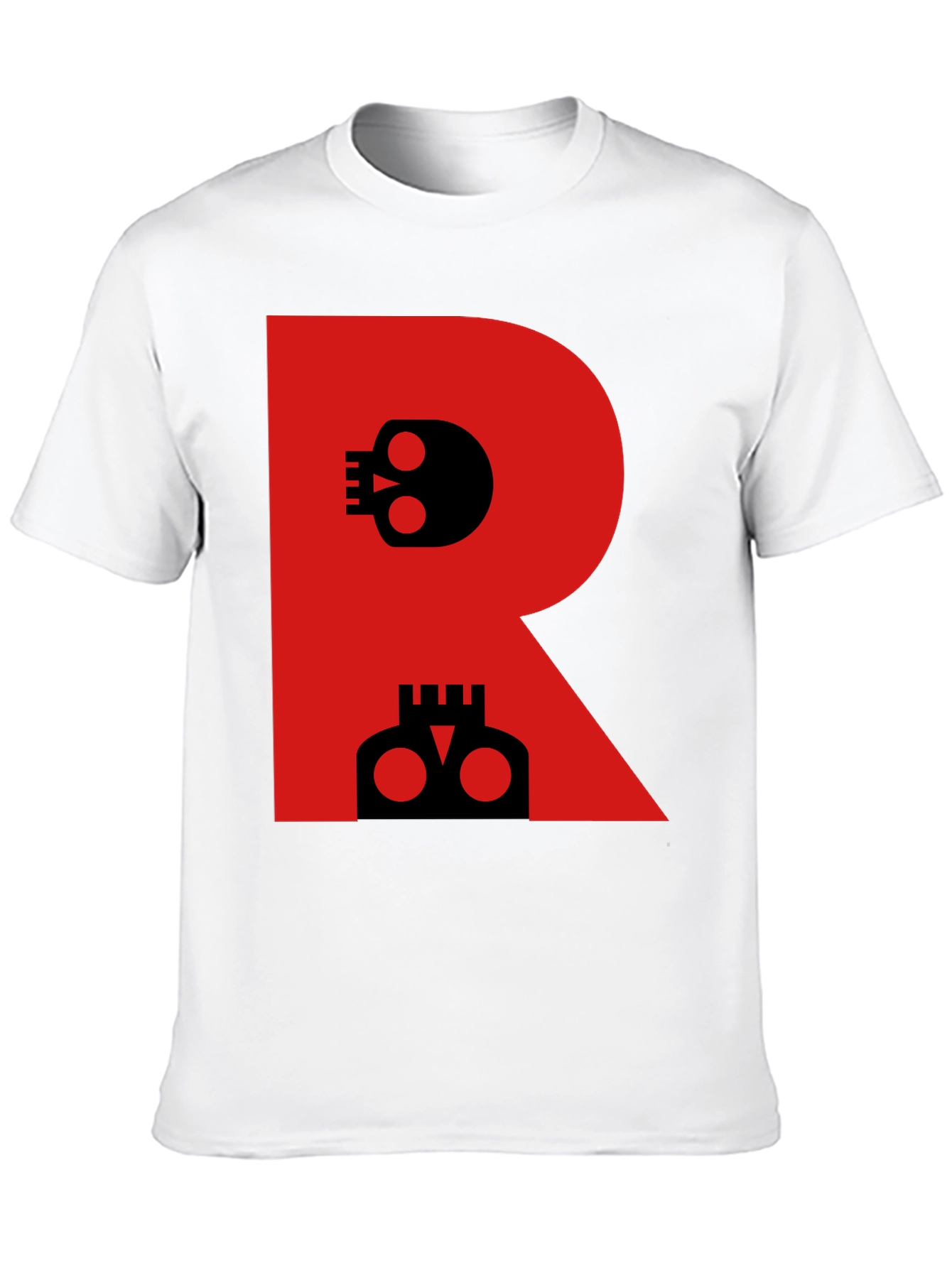 Skull Letter R Graphic Black T-Shirt
