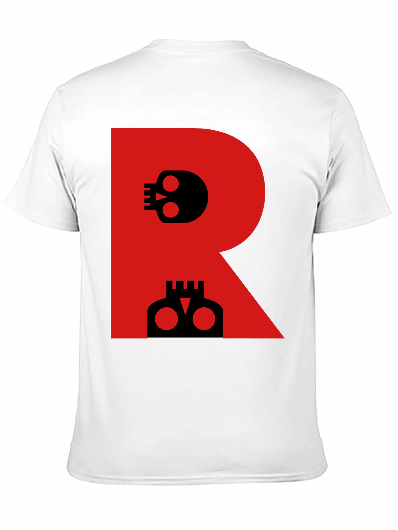 Skull Letter R Graphic Black T-Shirt