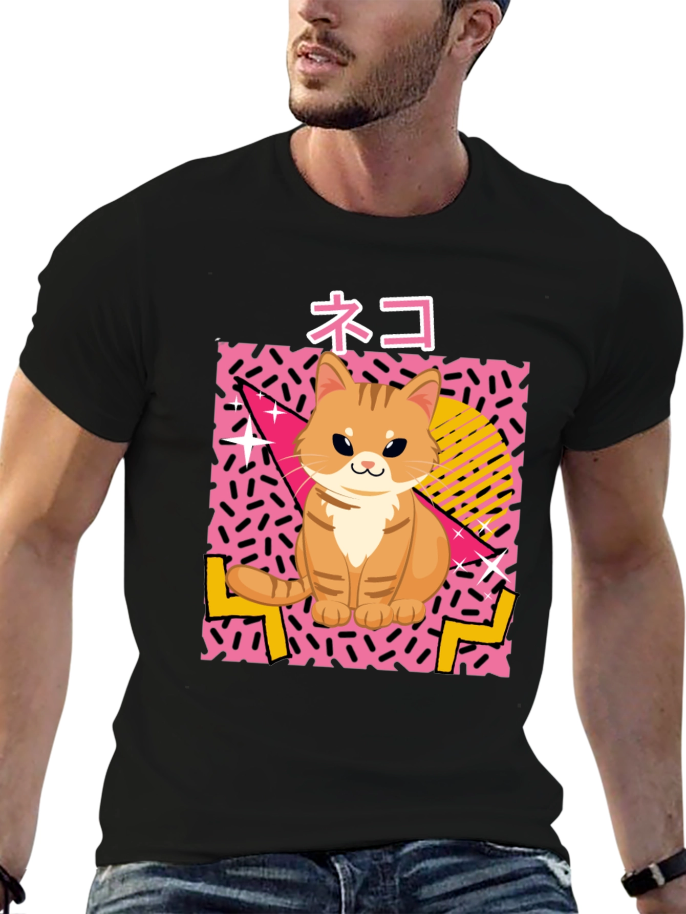 Retro Neko Cat T-Shirt - 80s Style!
