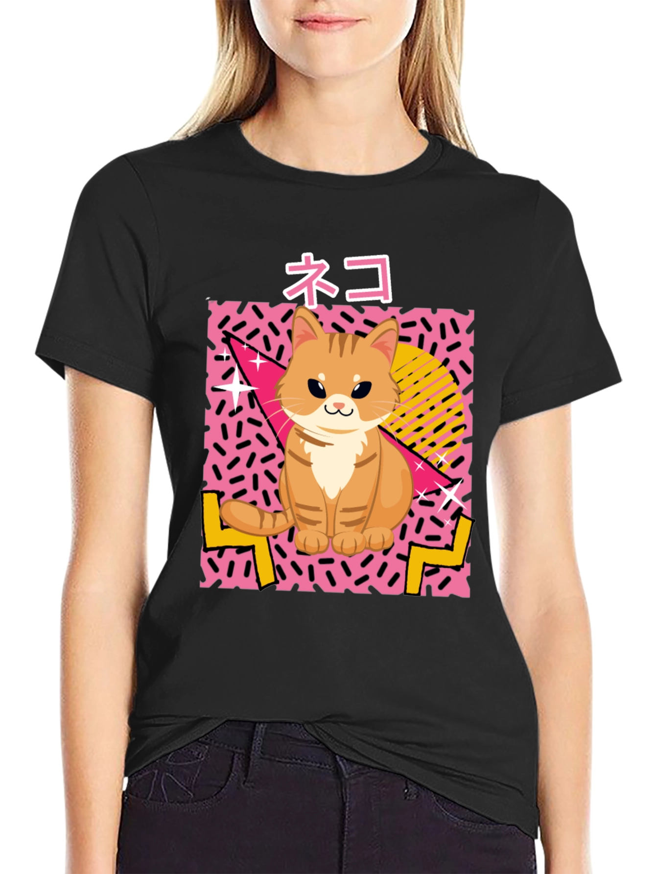 Retro Neko Cat T-Shirt - 80s Style!