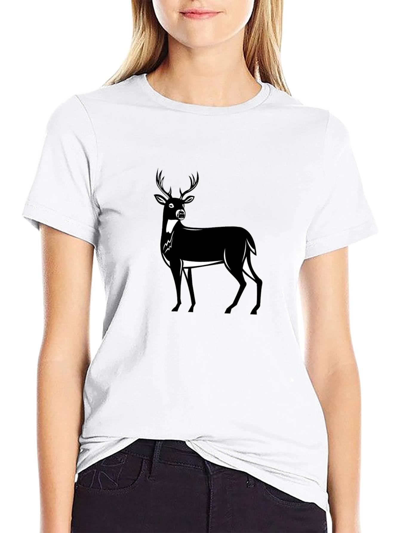 Mens Black Deer Graphic Tee - Classic Fit