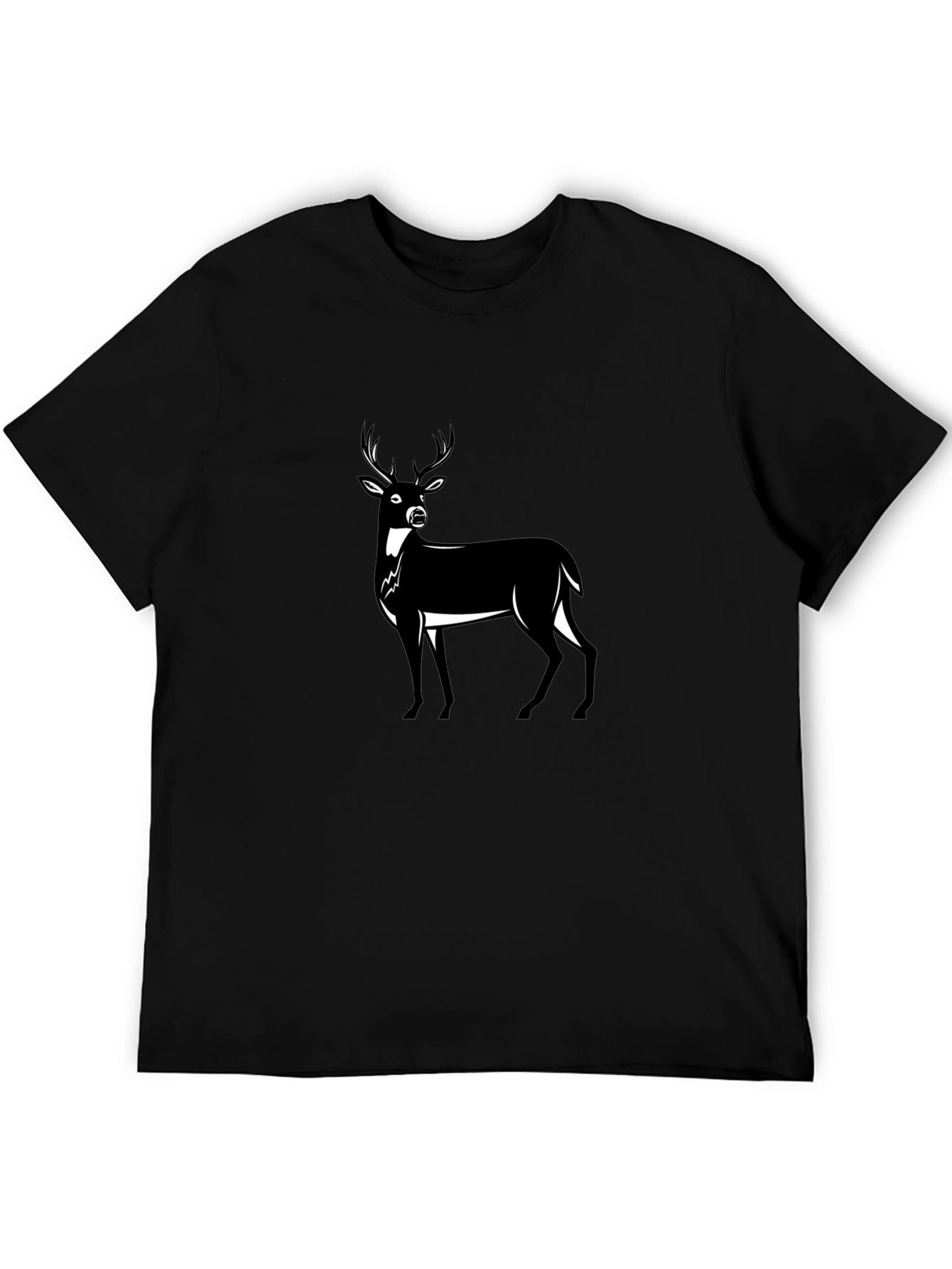 Mens Black Deer Graphic Tee - Classic Fit