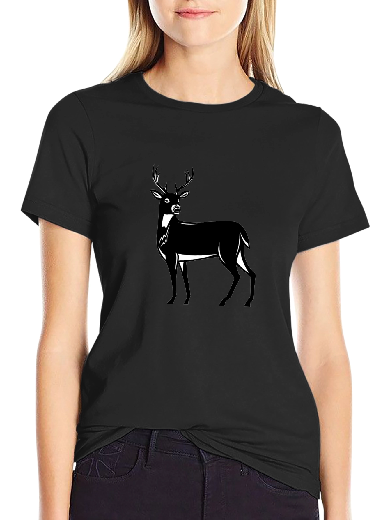 Mens Black Deer Graphic Tee - Classic Fit