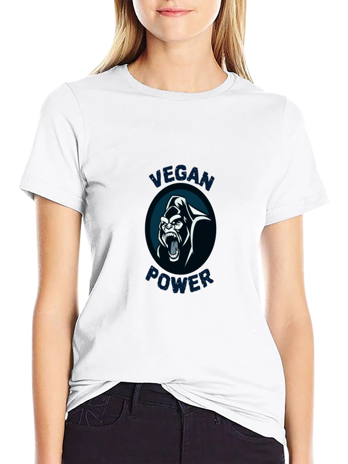 Vegan Power Gorilla Graphic Tee - Black