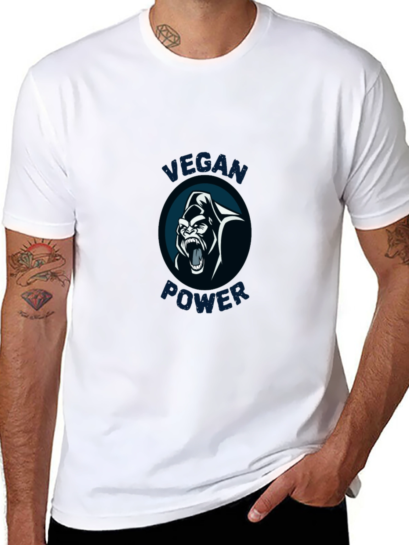 Vegan Power Gorilla Graphic Tee - Black