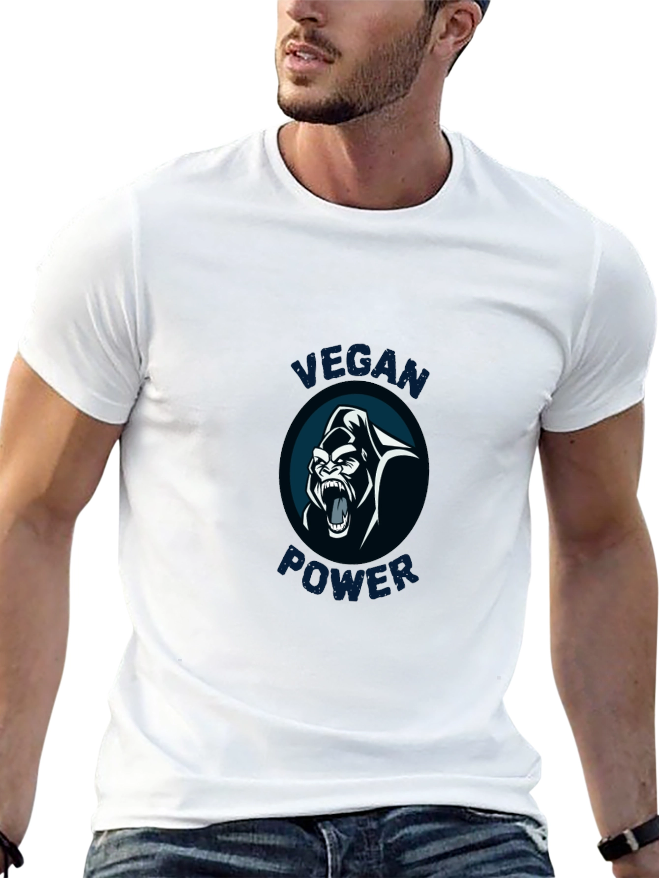 Vegan Power Gorilla Graphic Tee - Black