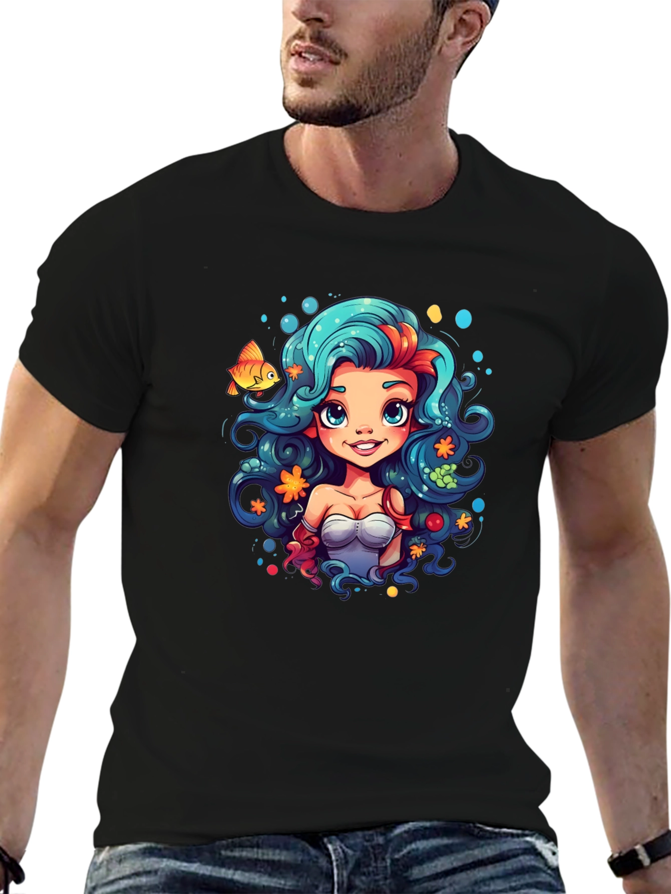 Mermaid Cartoon T-Shirt - Unique Graphic Tee