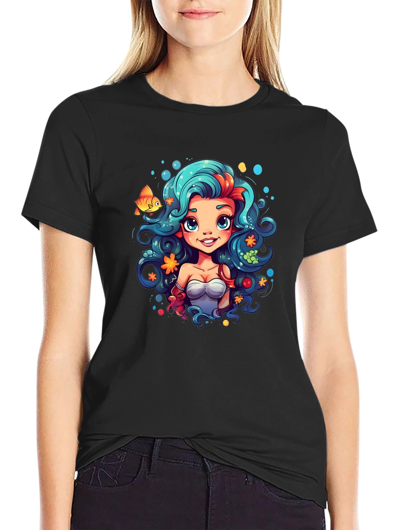 Mermaid Cartoon T-Shirt - Unique Graphic Tee