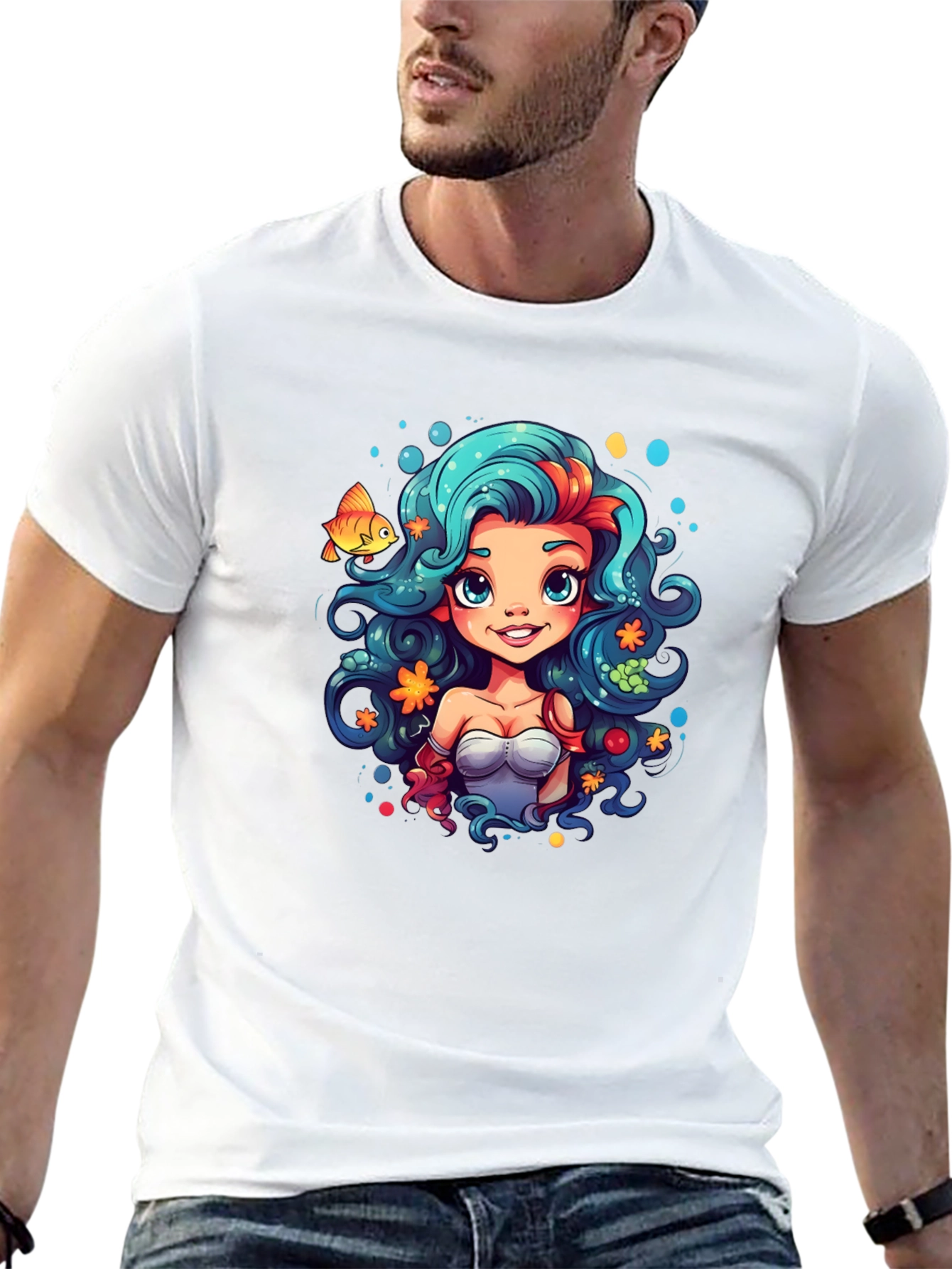 Mermaid Cartoon T-Shirt - Unique Graphic Tee