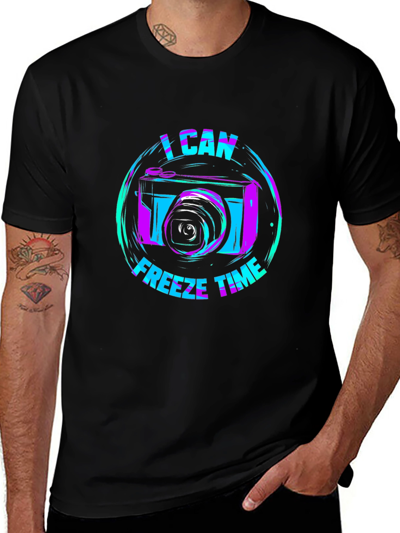 I Can Freeze Time Camera Graphic Tee - Black