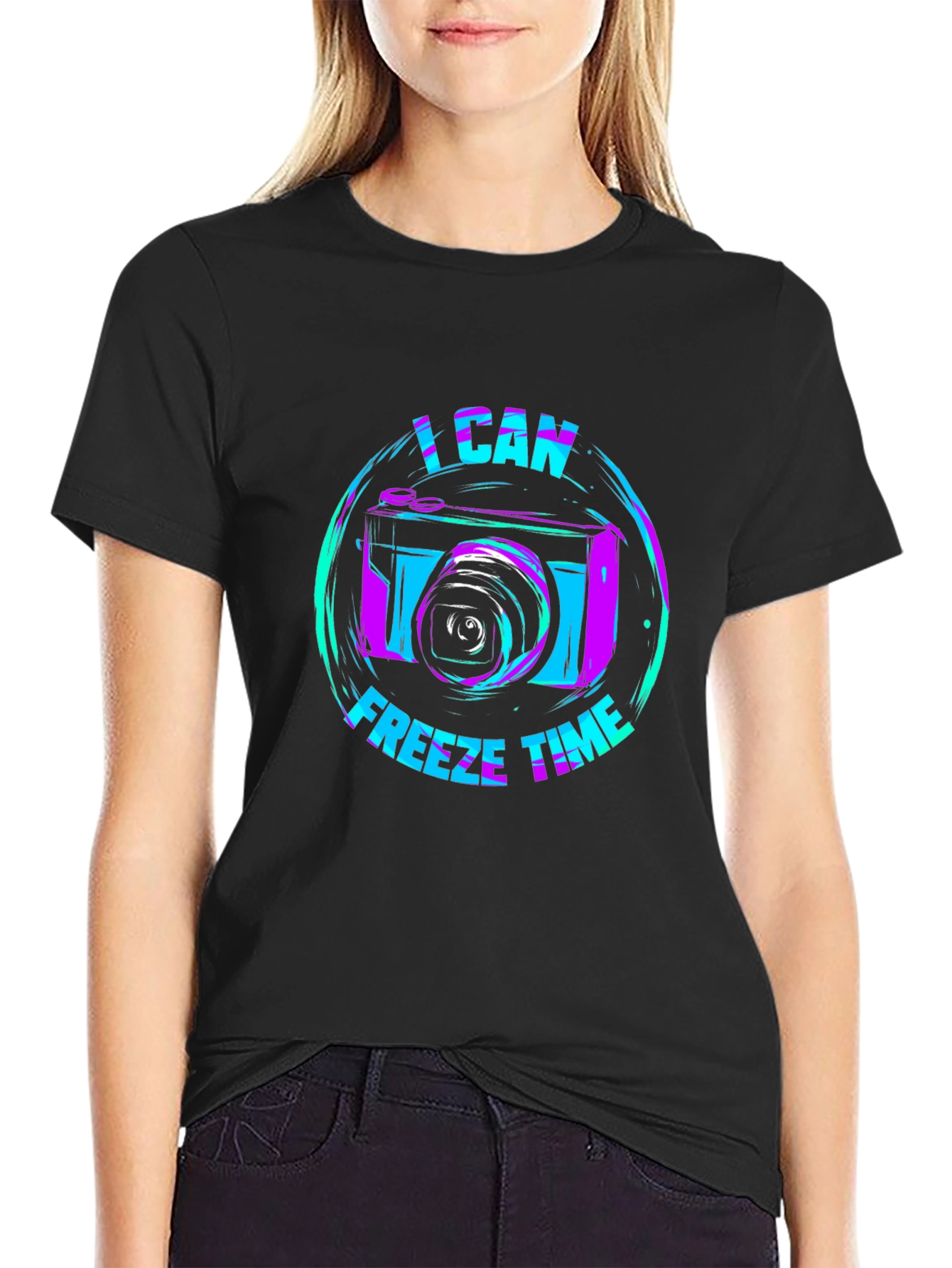 I Can Freeze Time Camera Graphic Tee - Black