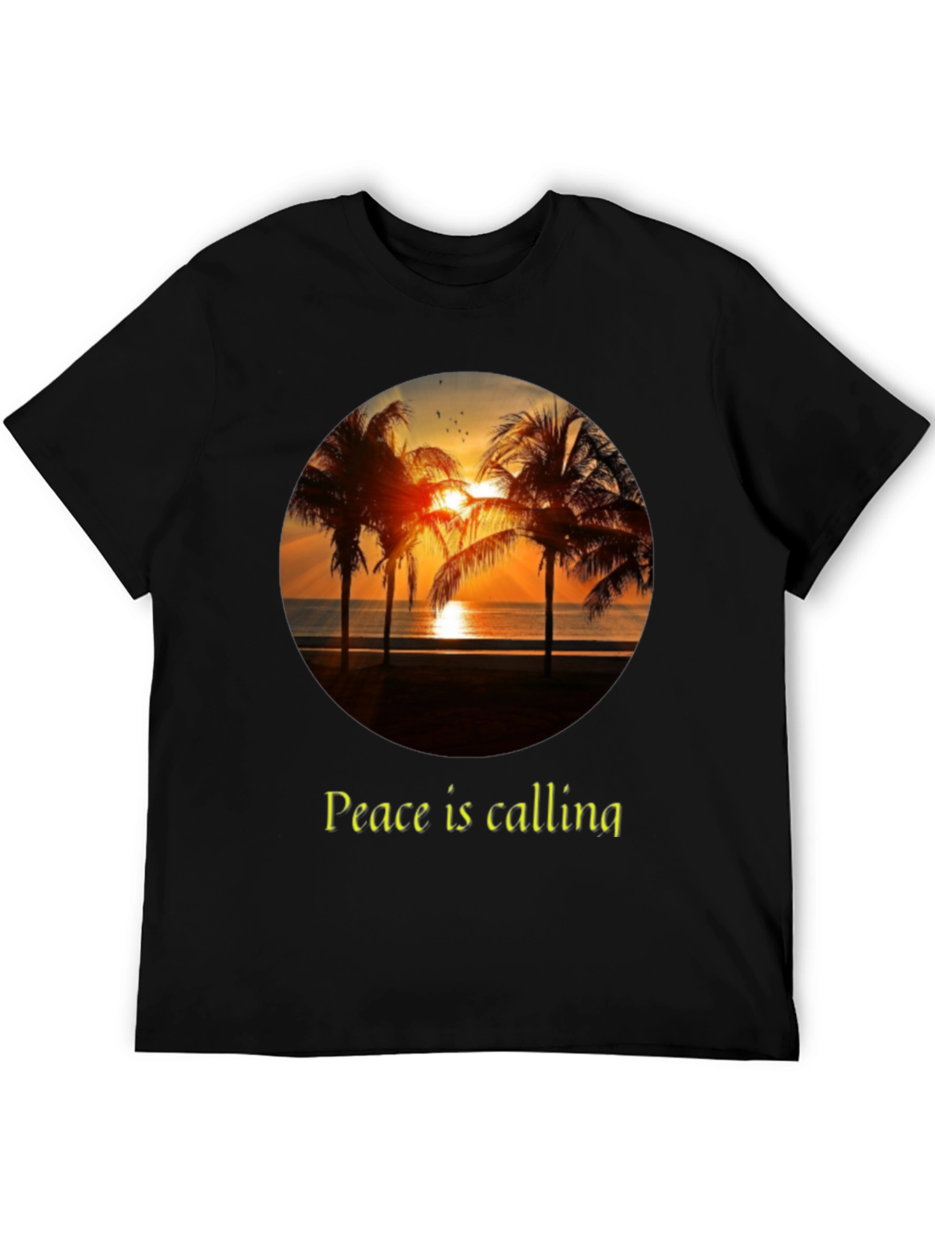 Peace Calling T-Shirt - Sunset Palm Tree Design