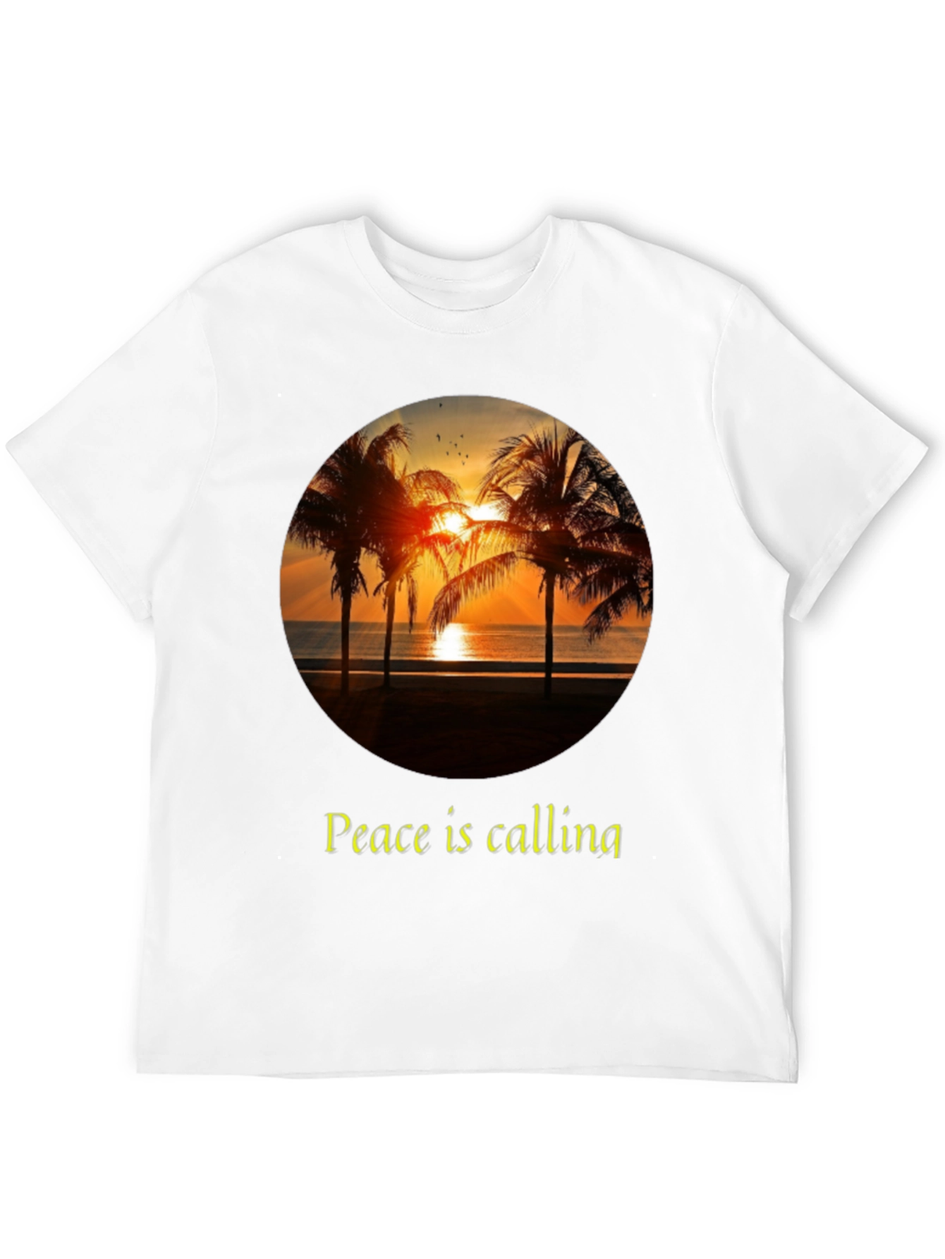 Peace Calling T-Shirt - Sunset Palm Tree Design