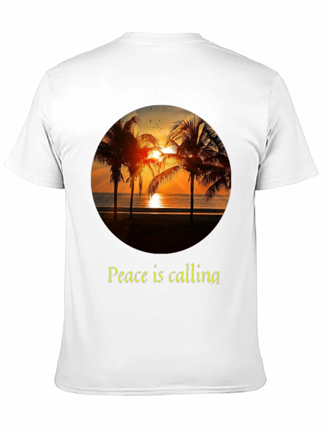 Peace Calling T-Shirt - Sunset Palm Tree Design