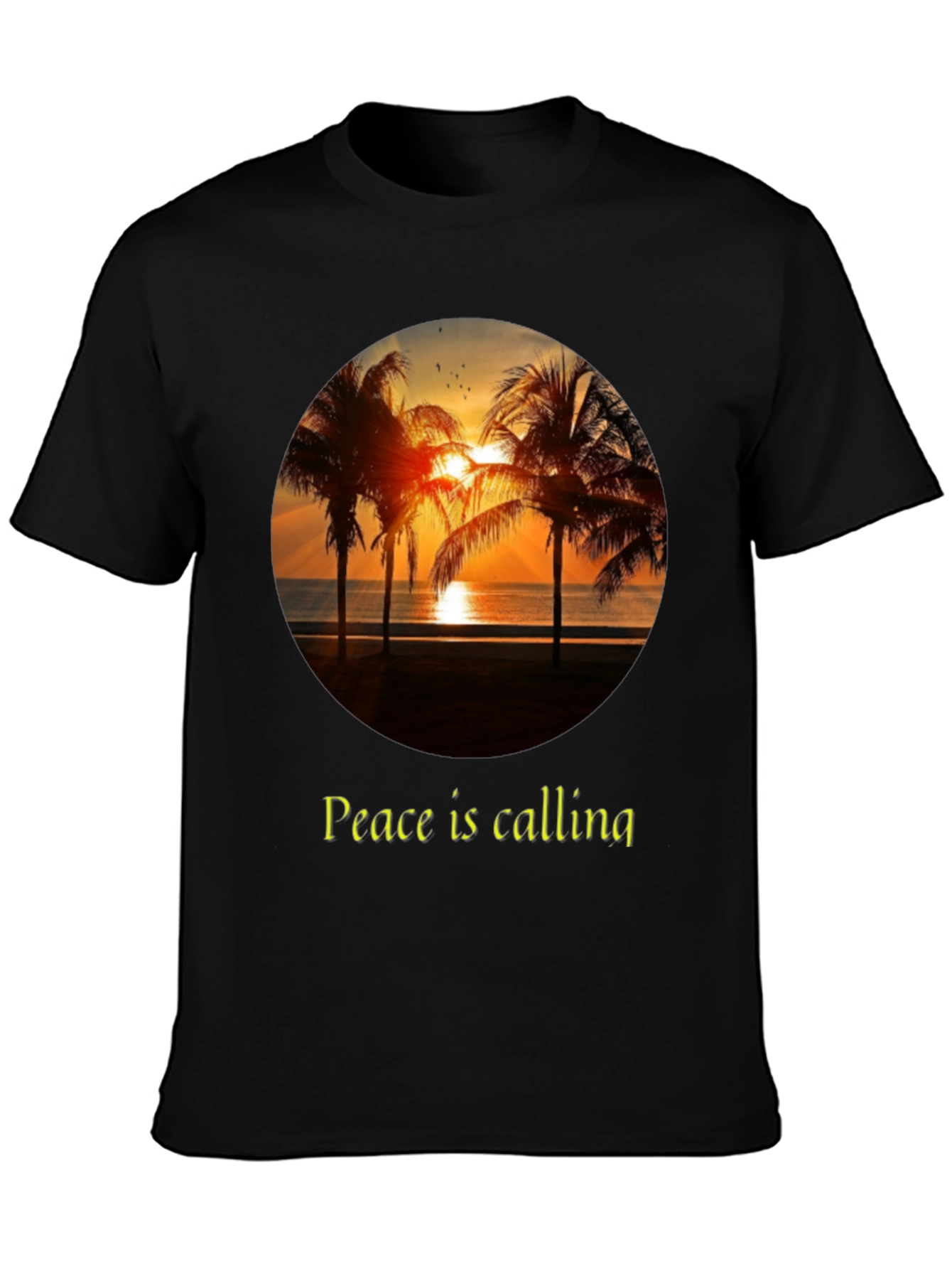 Peace Calling T-Shirt - Sunset Palm Tree Design