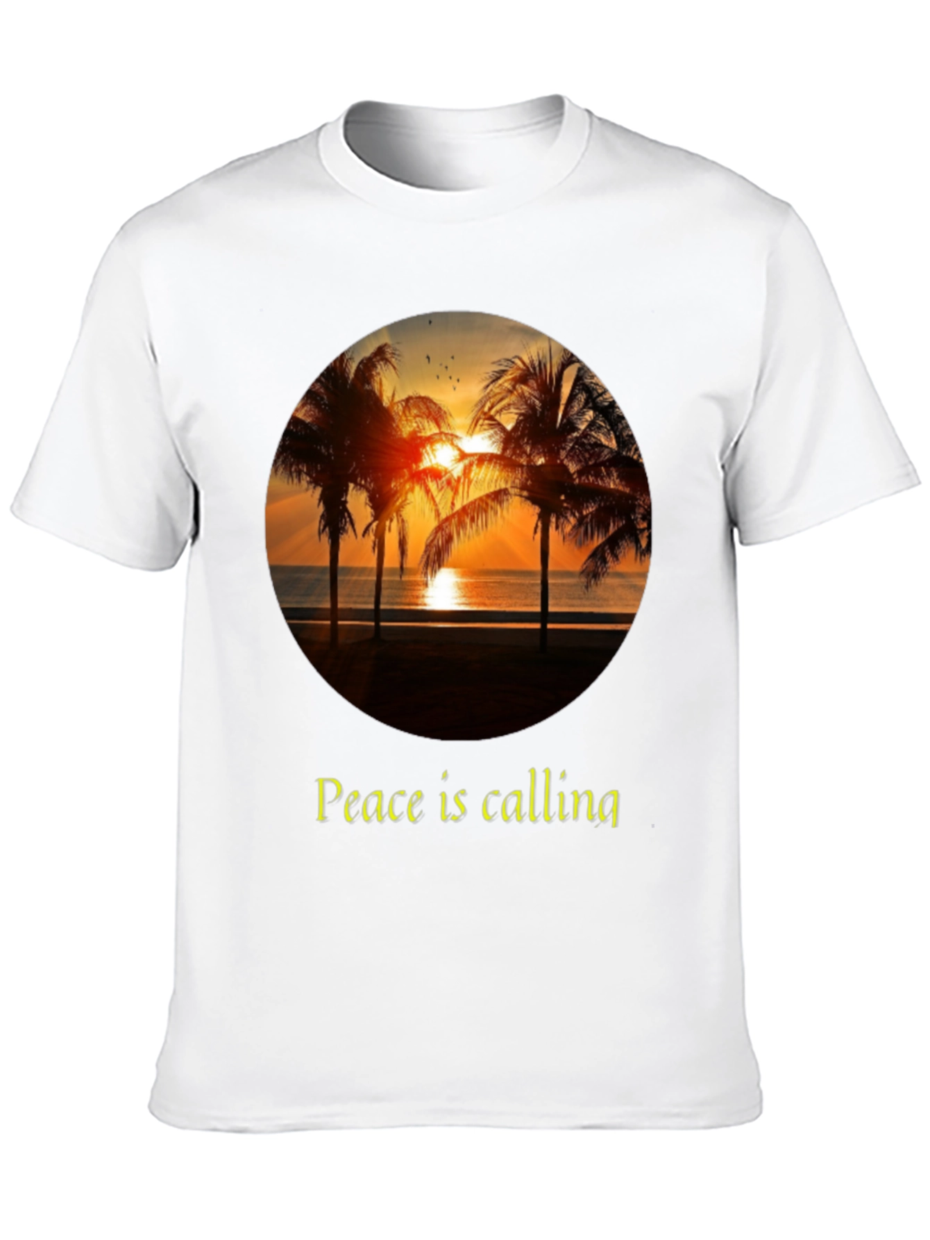 Peace Calling T-Shirt - Sunset Palm Tree Design