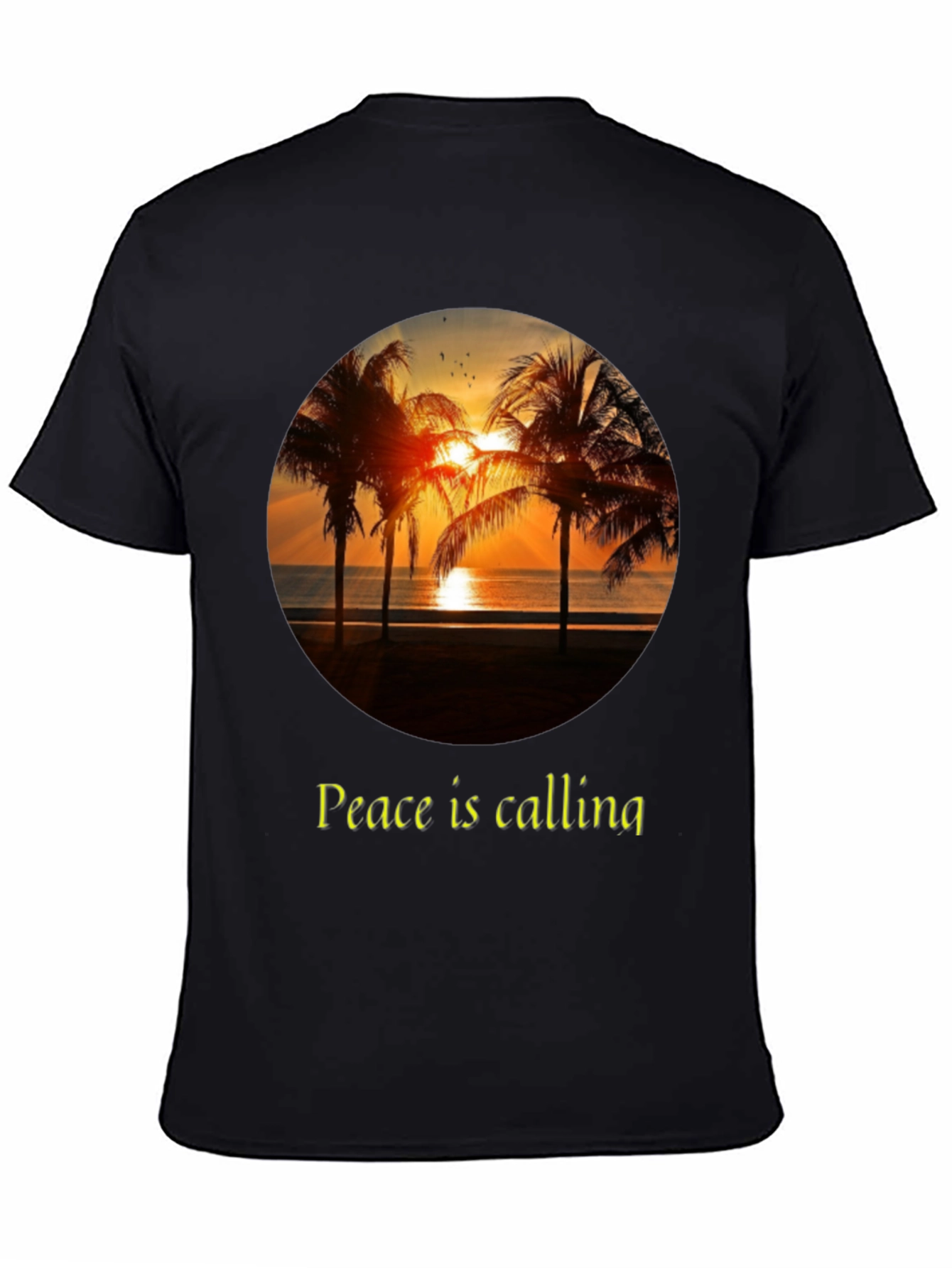 Peace Calling T-Shirt - Sunset Palm Tree Design