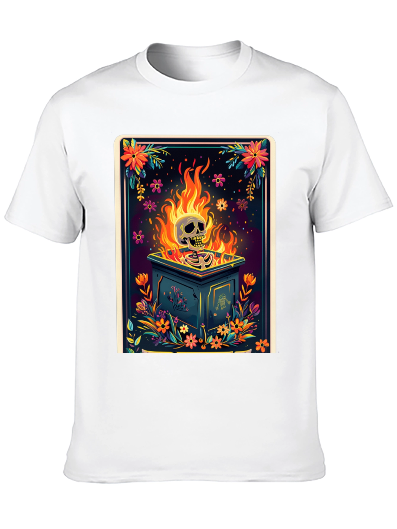 Floral Skull Burning T-Shirt